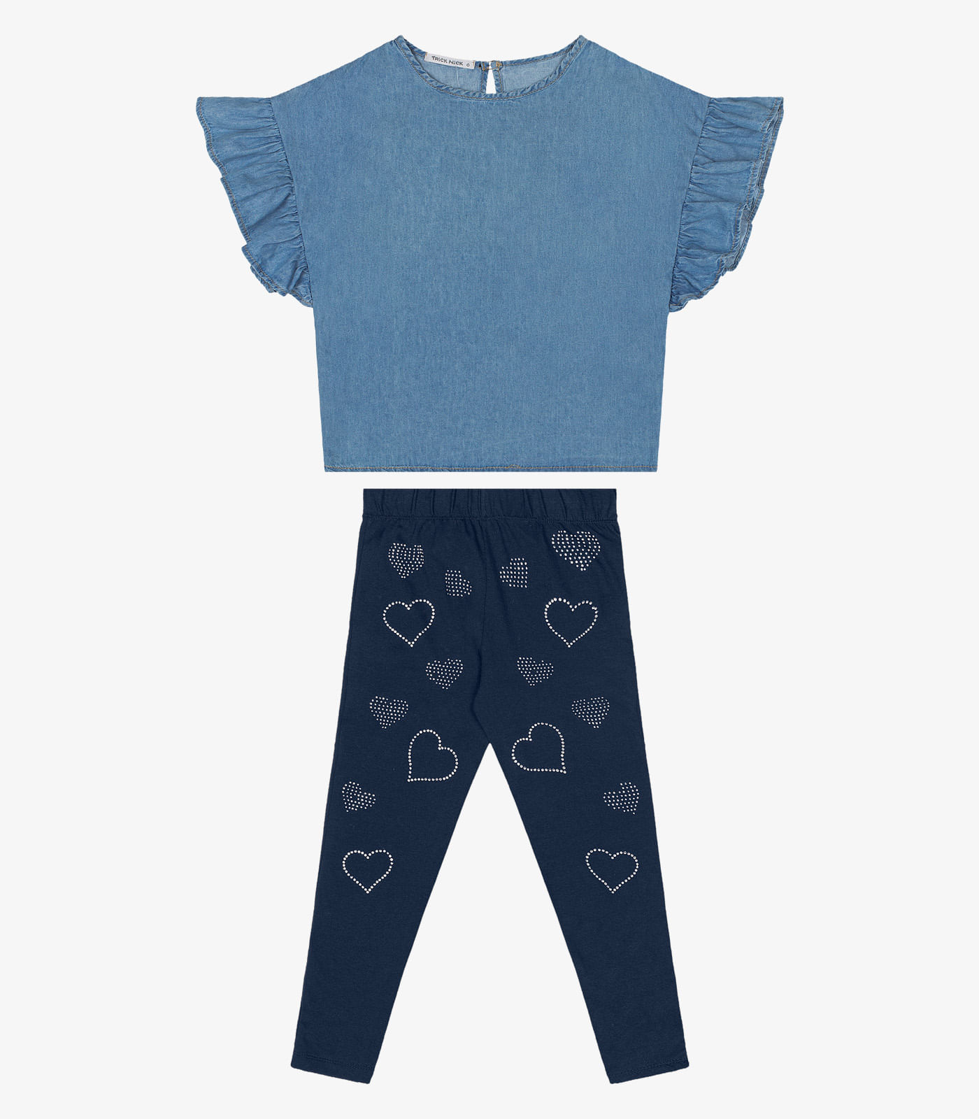 Conjunto Bata Light Denim Com Legging Trick Nick Azul - Imagem 6