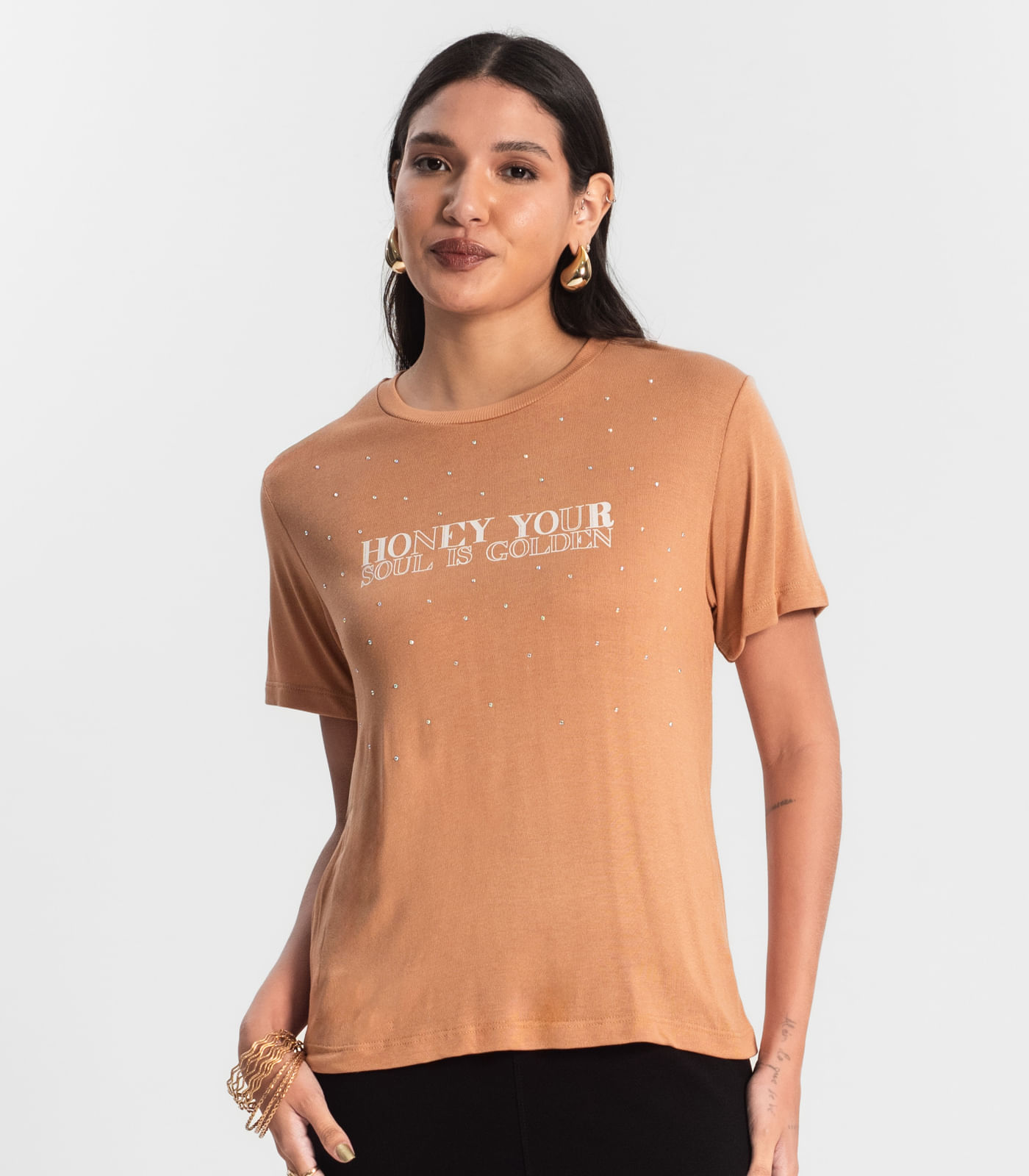 Blusa Visco Tricot Feminina Rovitex Marrom - Imagem 3