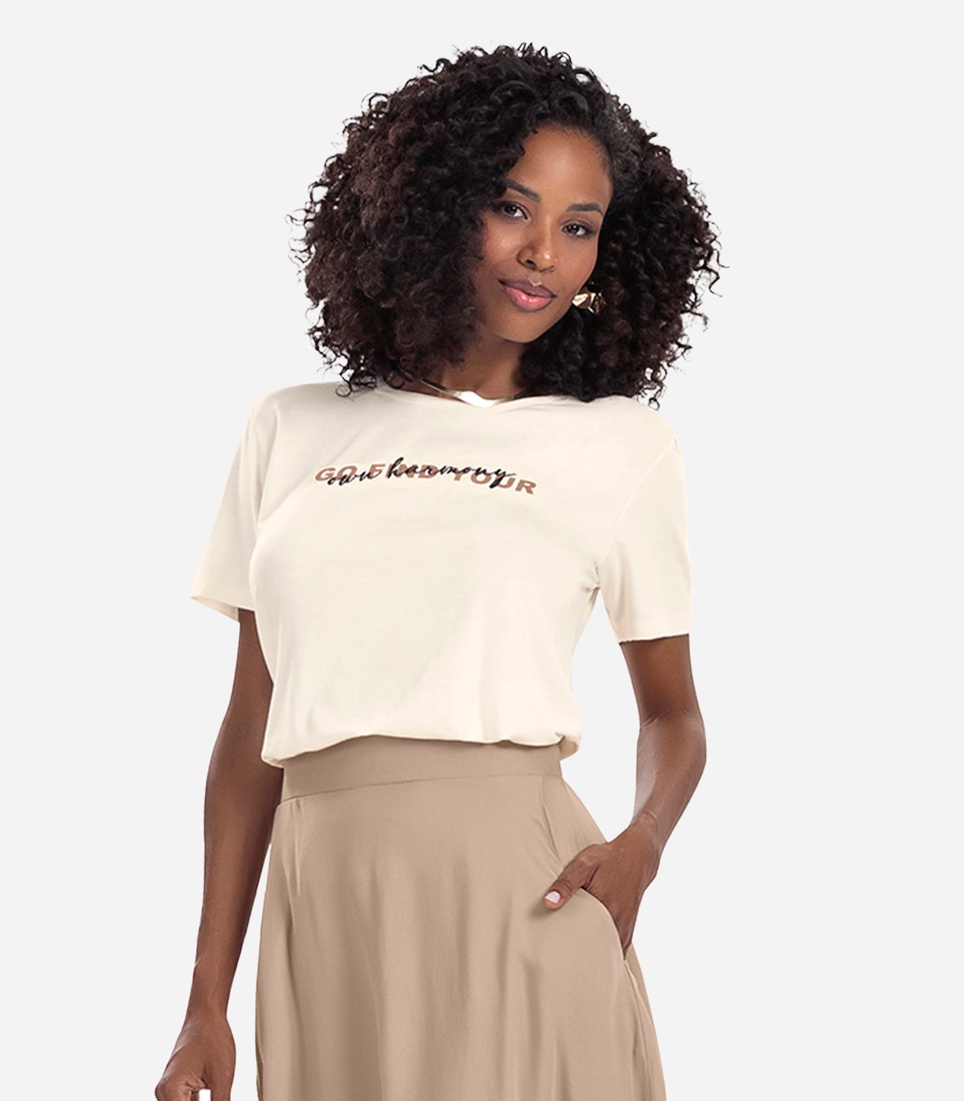 Blusa Feminina Viscotorcion Rovitex Bege
