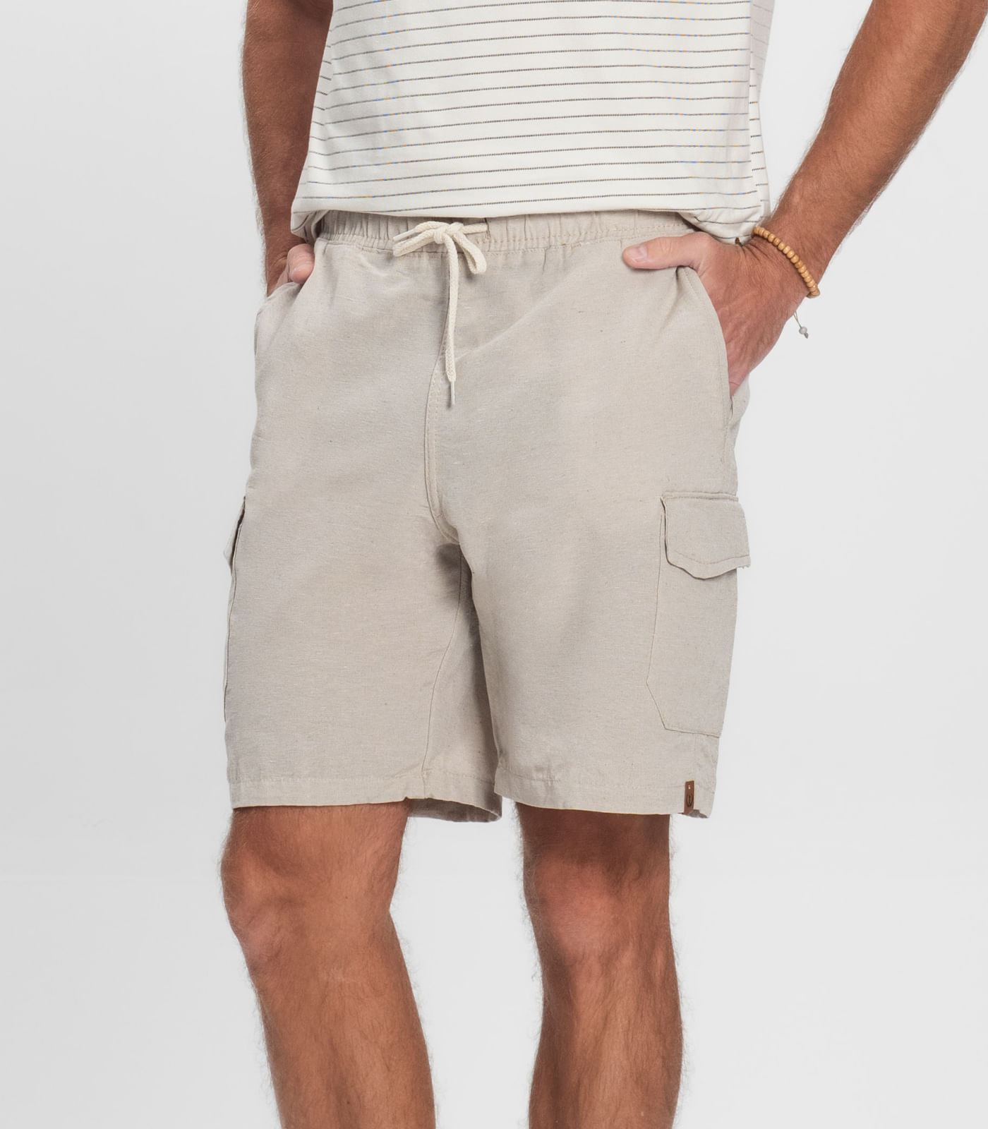 Bermuda Masculina Sarja Cargo Com Elástico Shift Cinza - Imagem 2