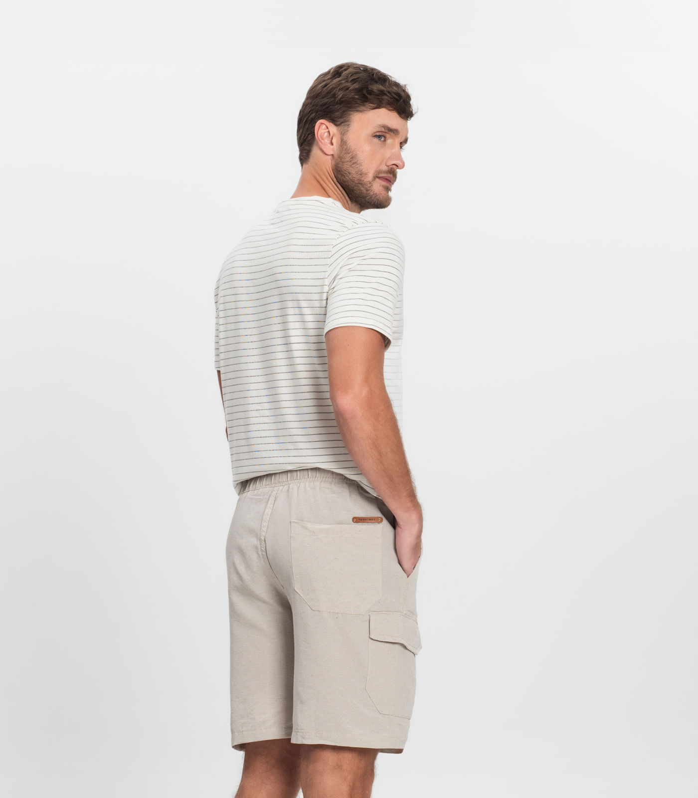 Bermuda Masculina Sarja Cargo Com Elástico Shift Cinza - Imagem 3