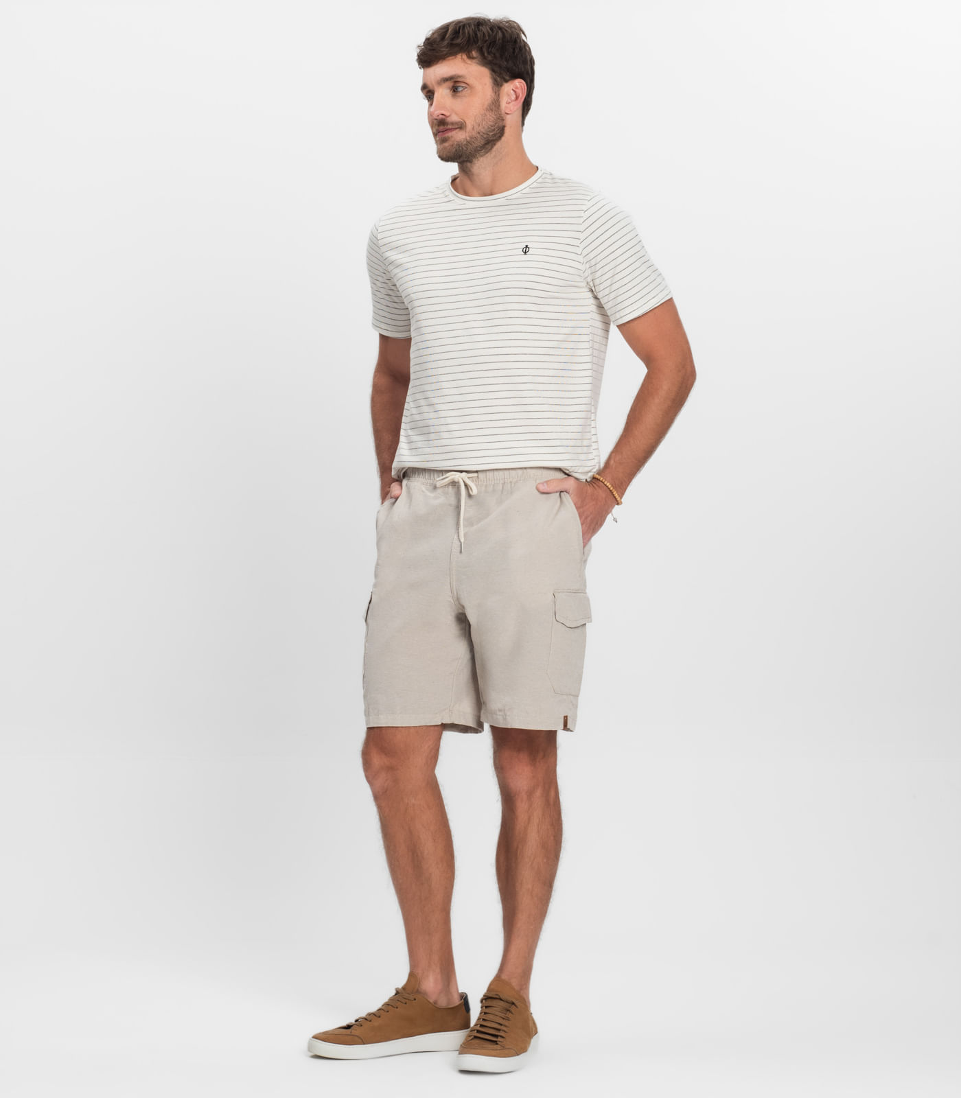 Bermuda Masculina Sarja Cargo Com Elástico Shift Cinza - Imagem 4