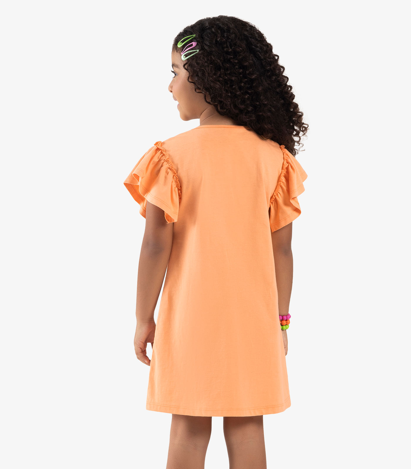 Vestido Infantil Manga Curta Rovi Kids Laranja - Imagem 3