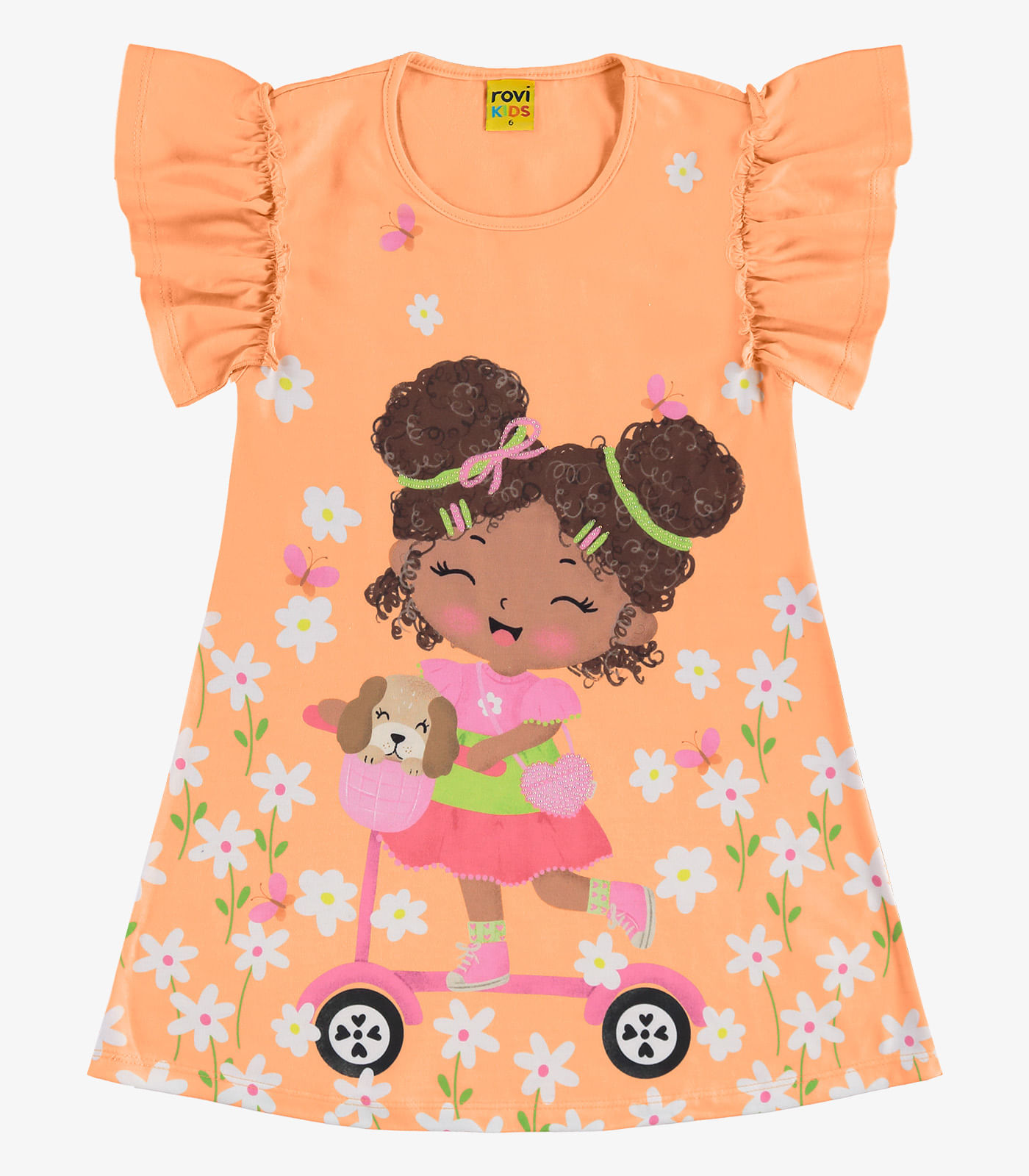 Vestido Infantil Manga Curta Rovi Kids Laranja - Imagem 5