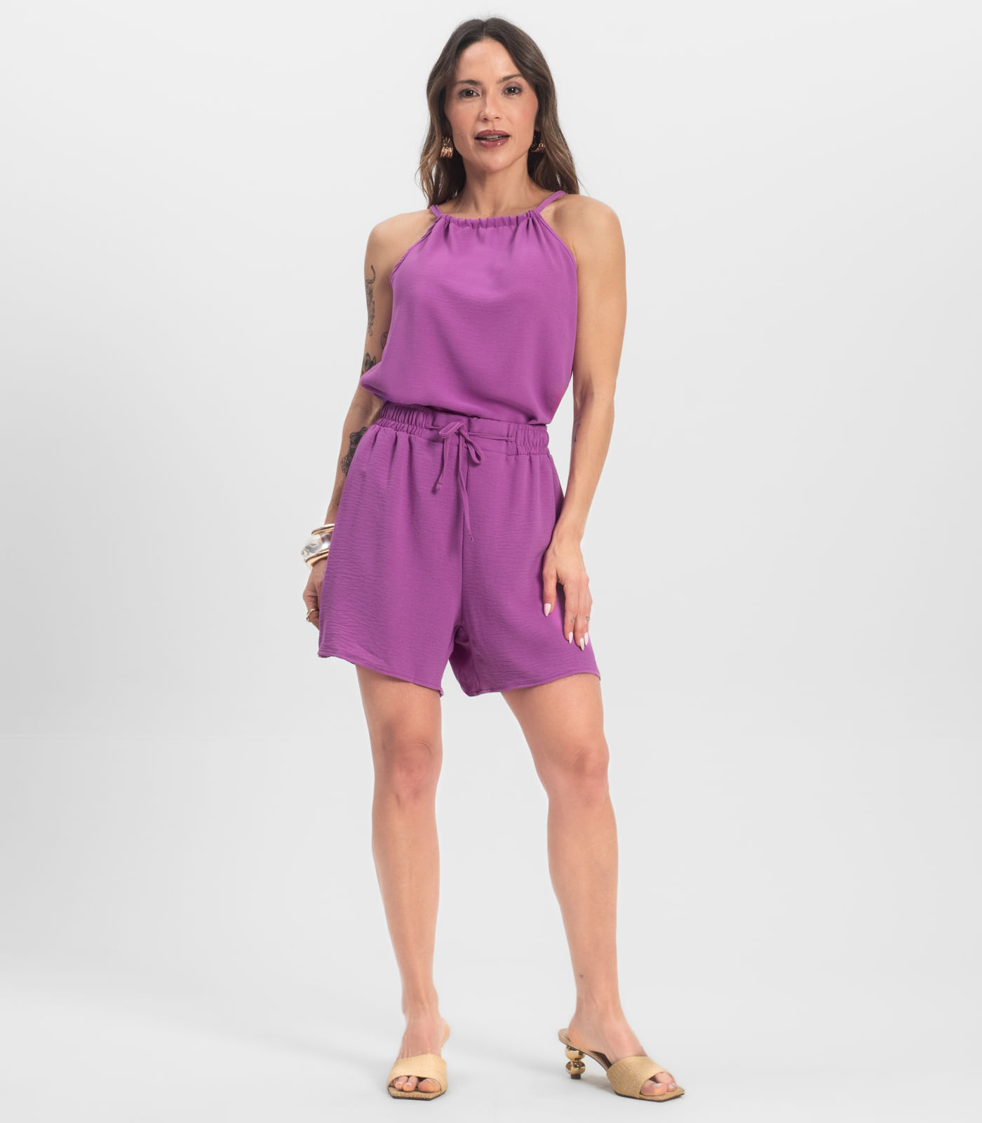 Conjunto Blusa com Shorts Infinita Cor Roxo - Imagem 5