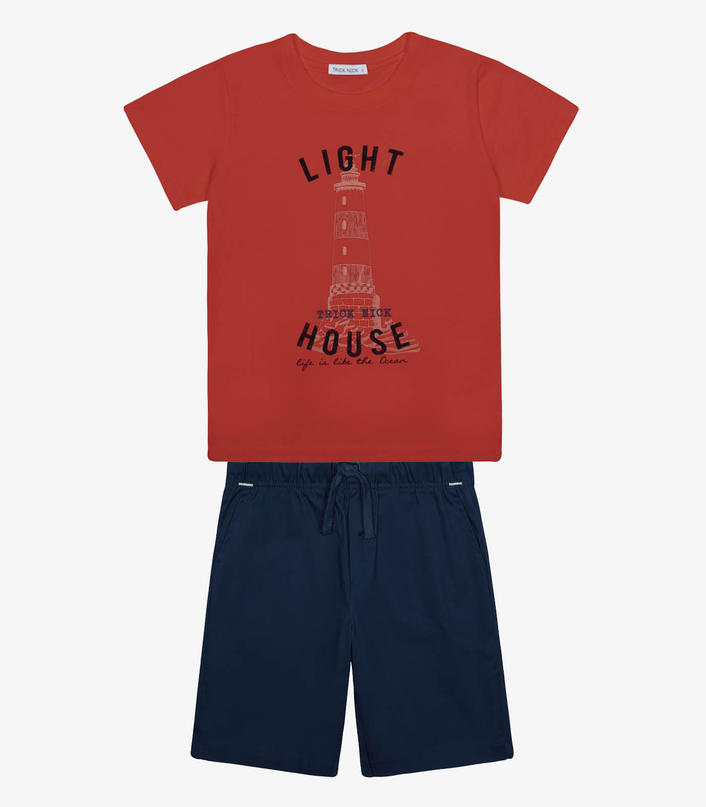 Conjunto Menina Camiseta Com Bermuda Trick Nick Laranja