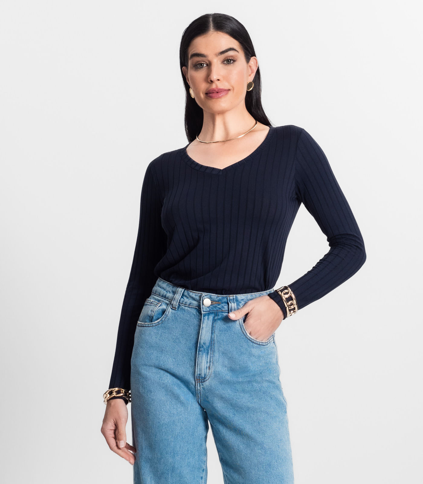 Blusa Manga Longa Infinita Cor Azul - Imagem 2