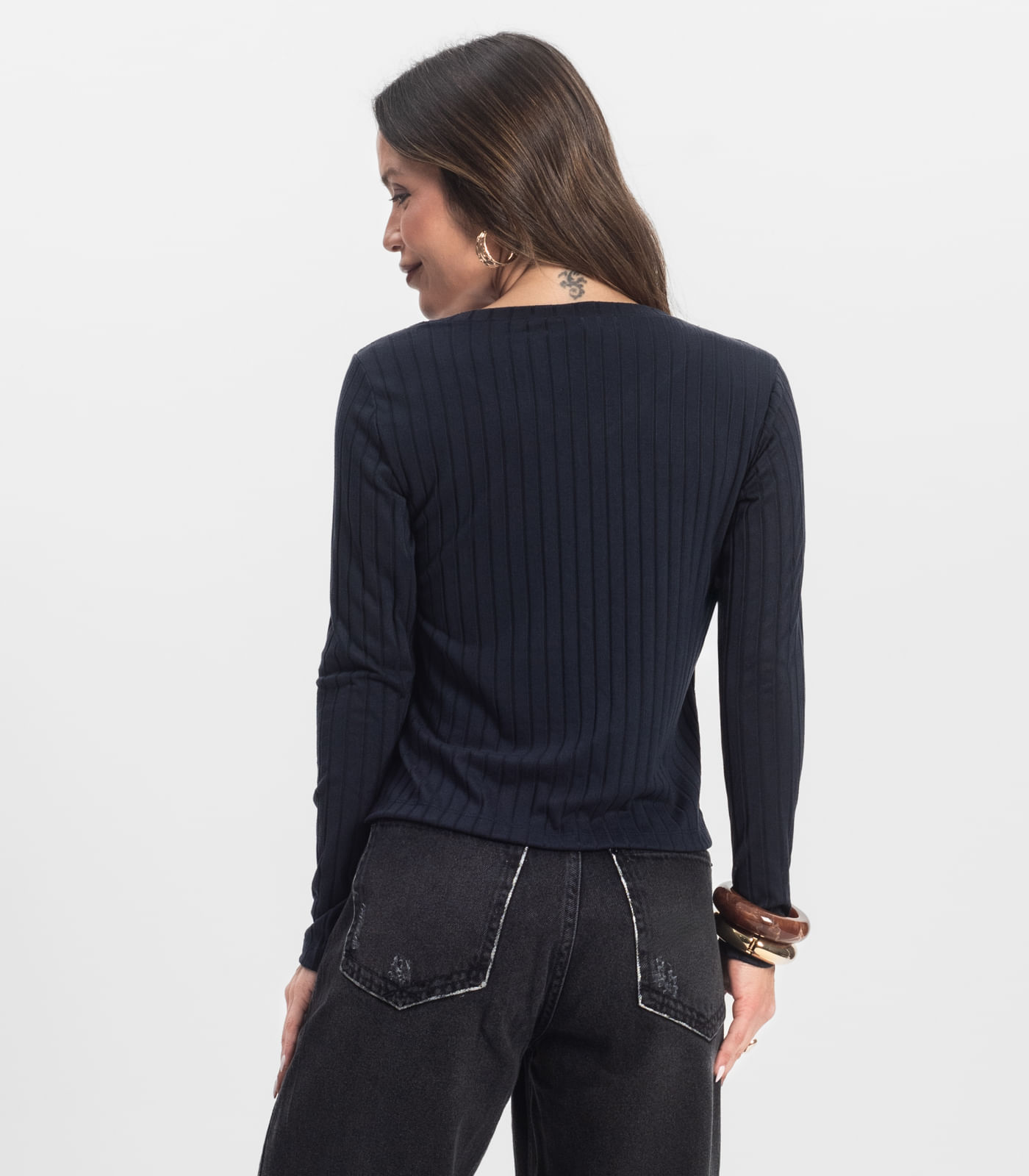 Blusa Manga Longa Infinita Cor Azul - Imagem 7