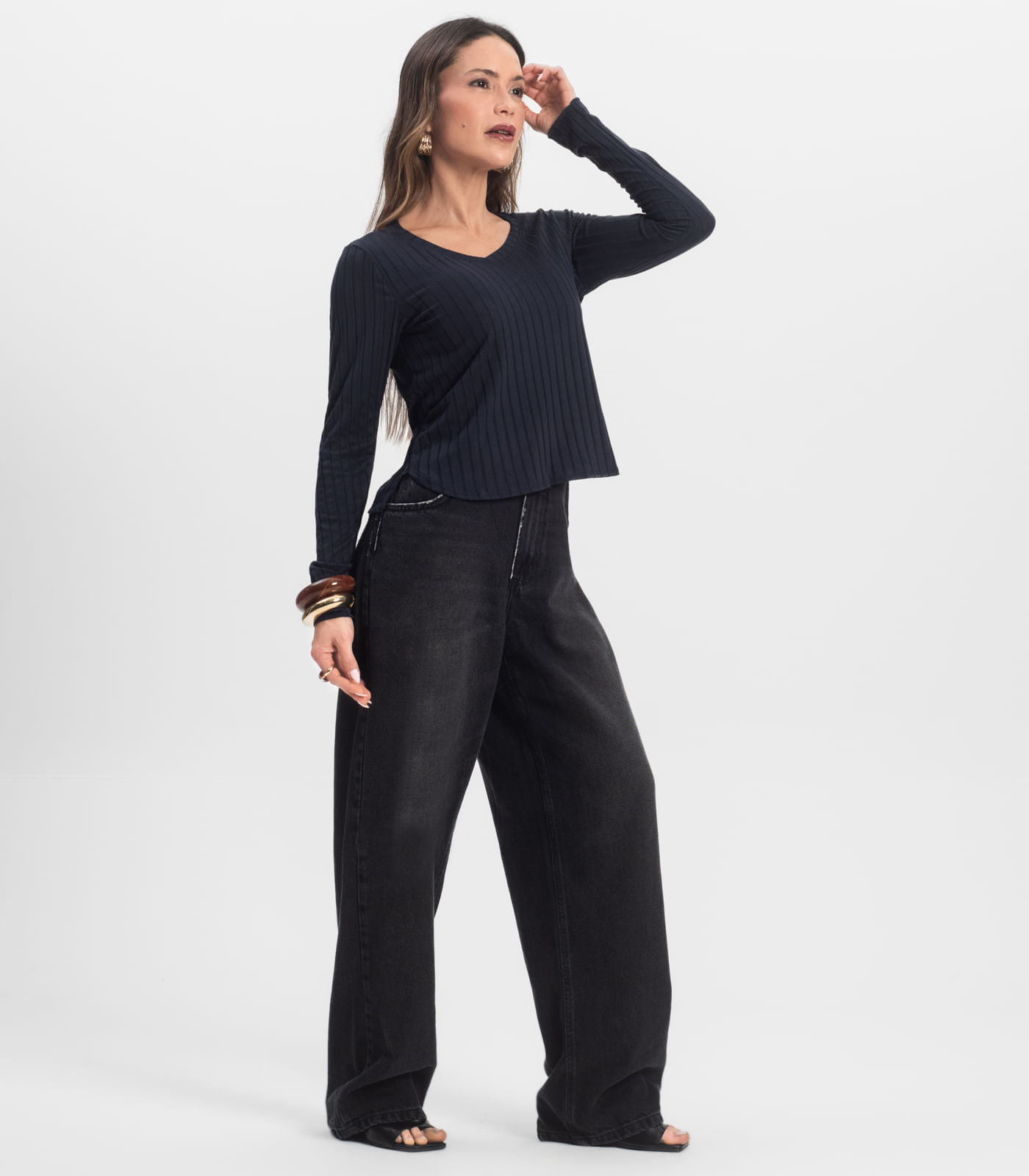 Blusa Manga Longa Infinita Cor Azul - Imagem 8