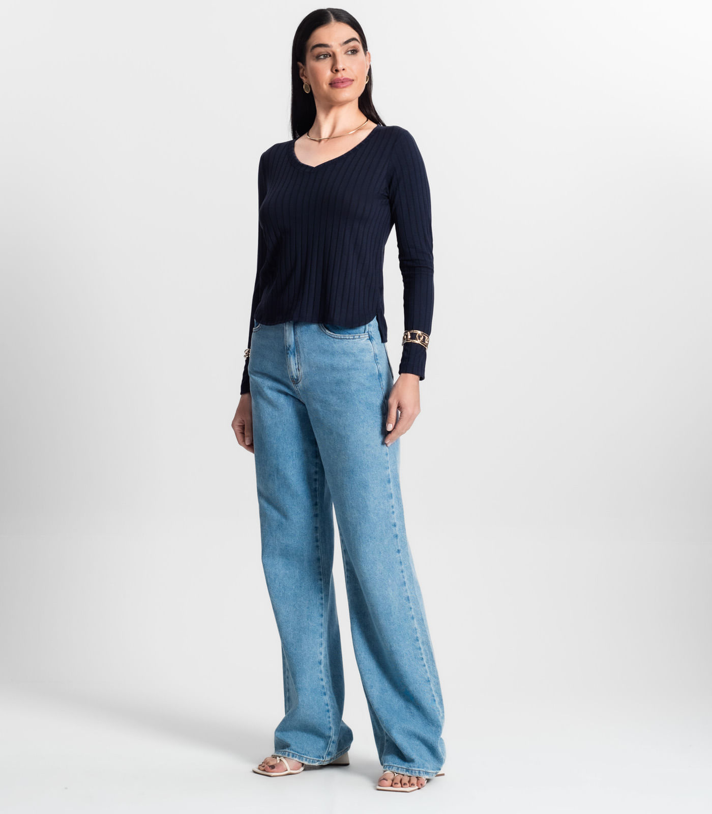 Blusa Manga Longa Infinita Cor Azul - Imagem 5