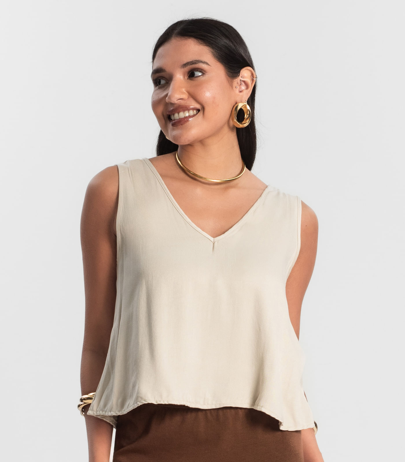 Regata Feminina de Viscose Rovitex Bege - Imagem 3