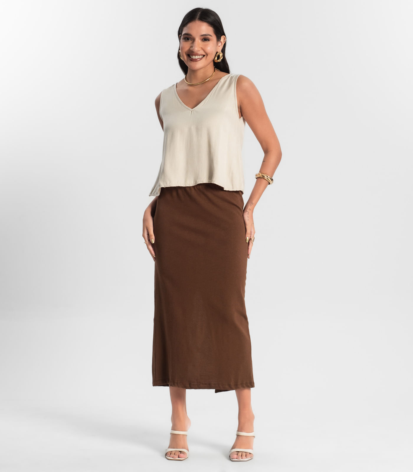 Regata Feminina de Viscose Rovitex Bege - Imagem 5