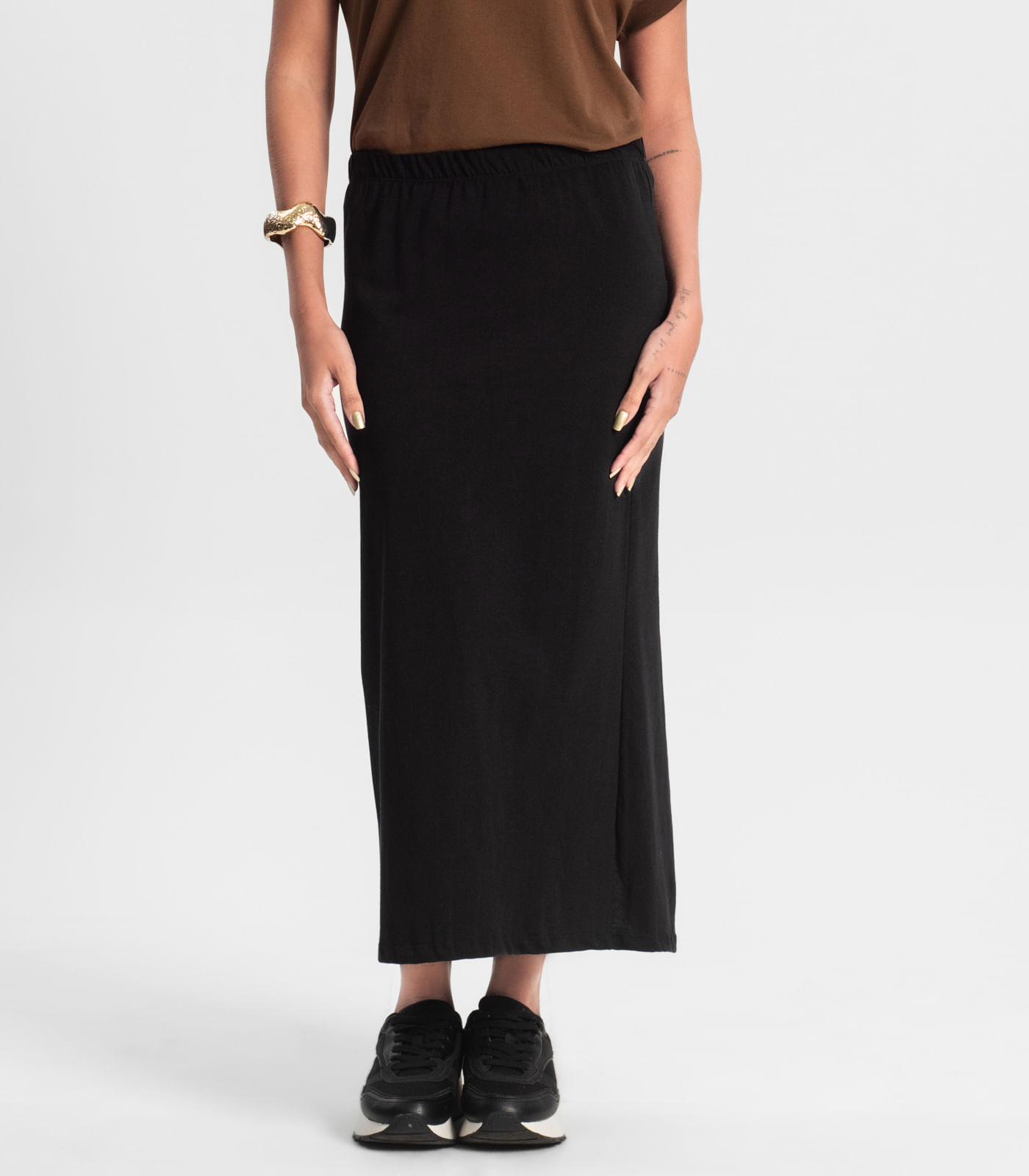 Saia Feminina Midi Malhão Rovitex Preto - Imagem 3