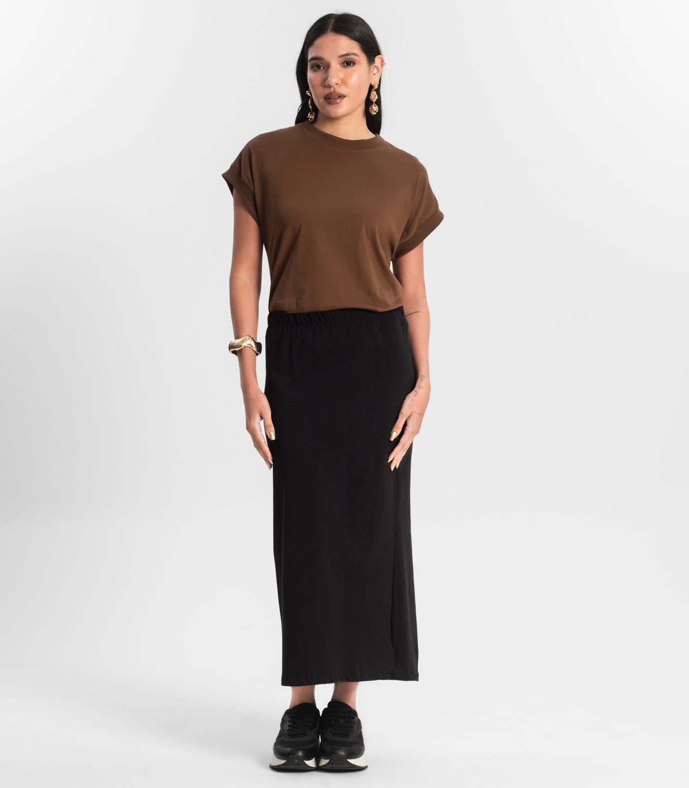 Saia Feminina Midi Malhão Rovitex Preto - Imagem 5