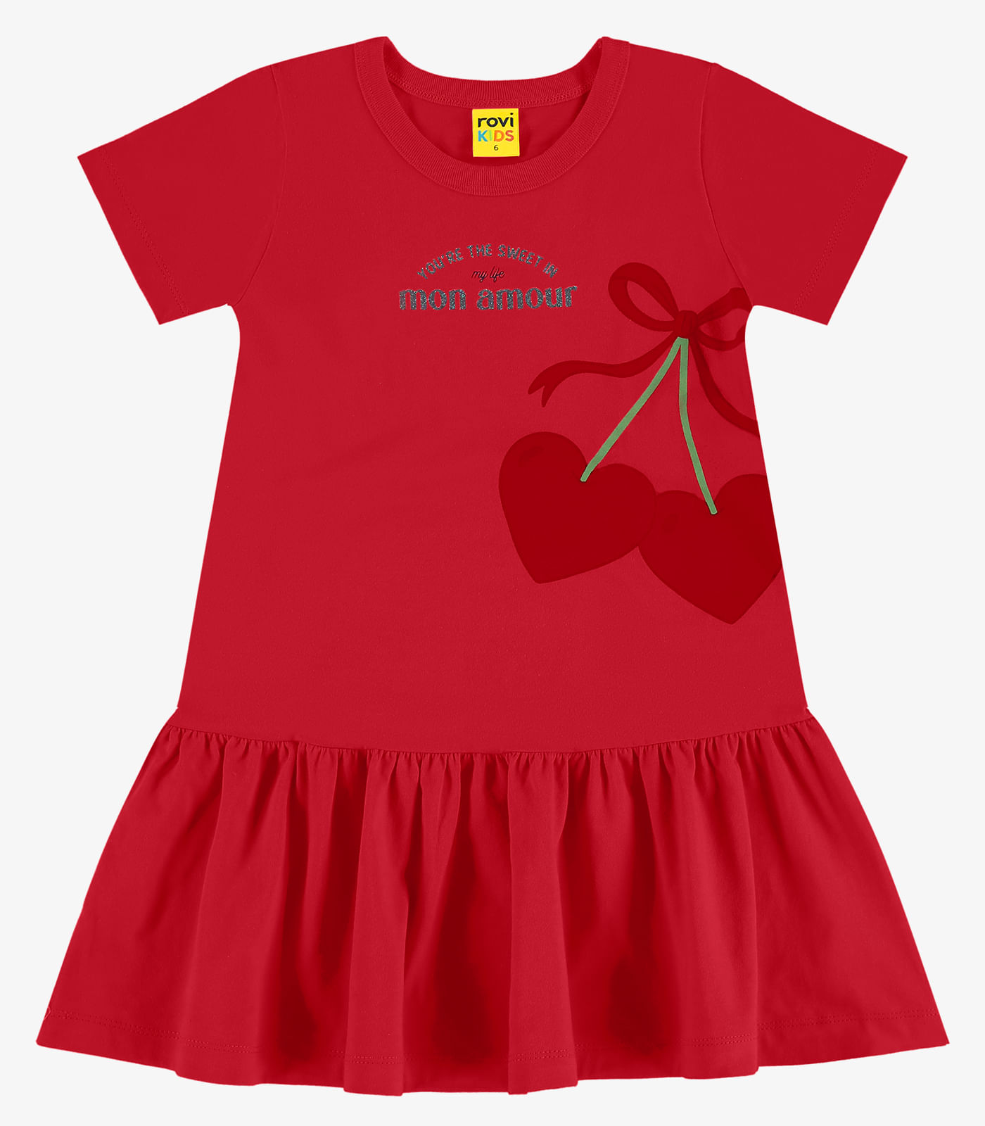 Vestido Infantil em Meia Malha Rovi Kids Vermelho