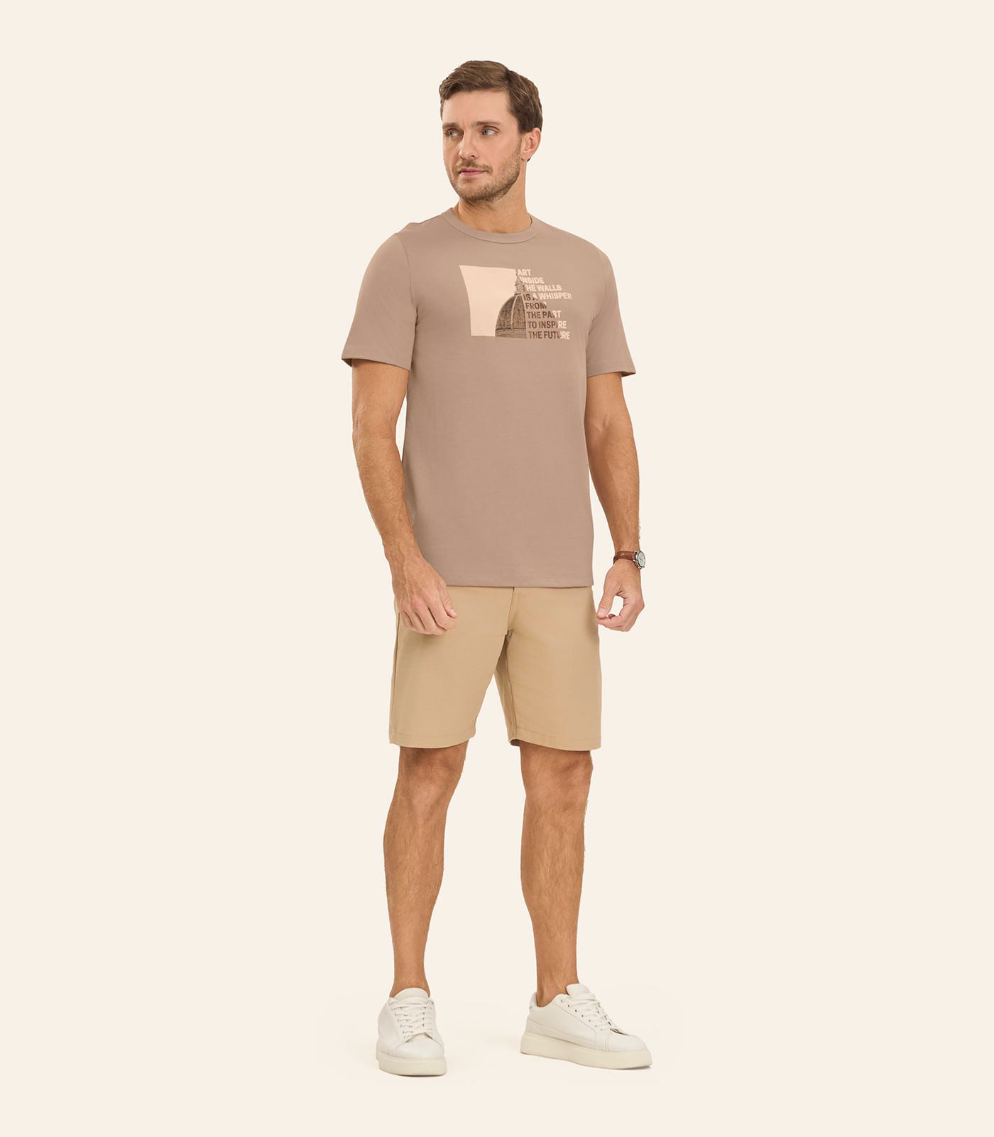 Camiseta Masculina em Meia Malha Diametro Marrom