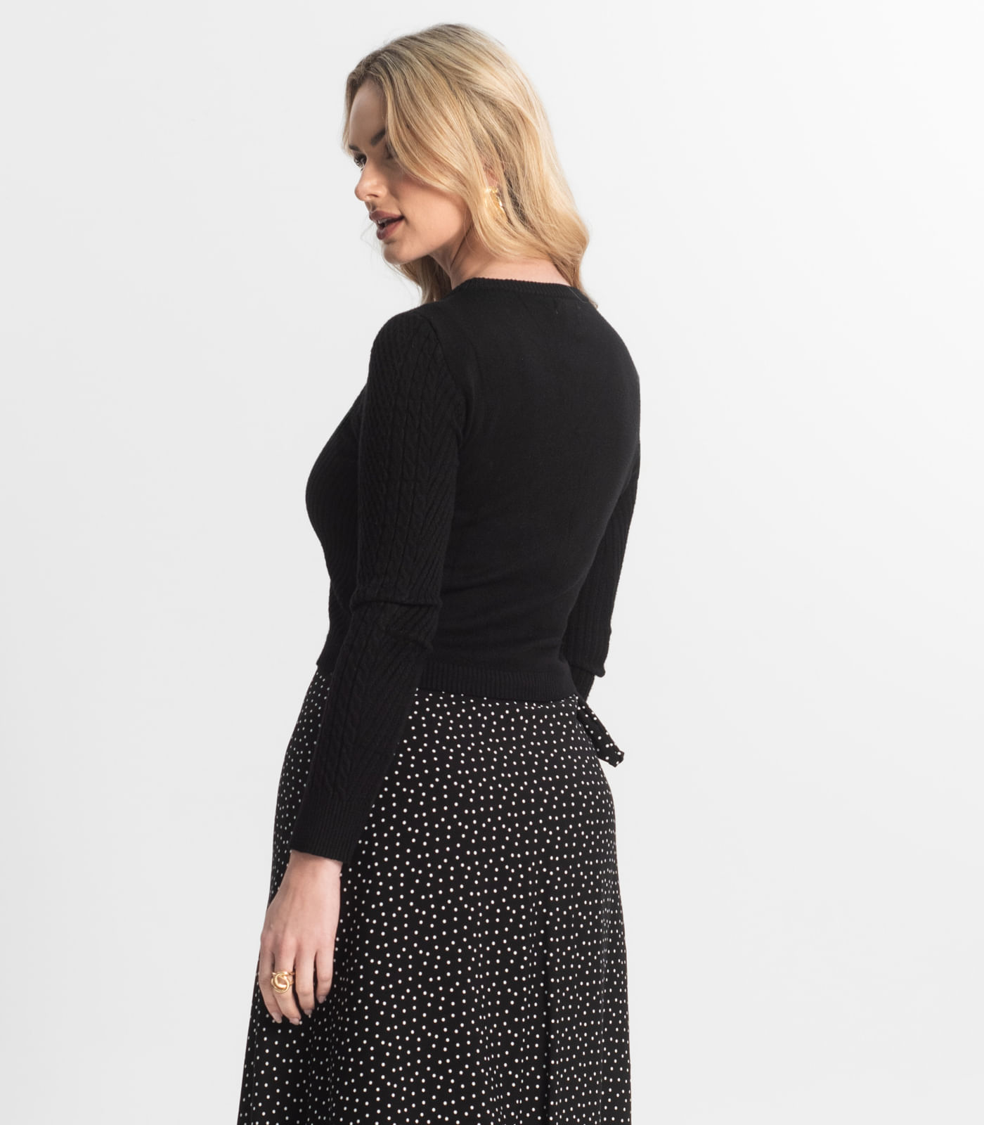 Blusa Feminina Manga Longa Em Tricot Epifani Preto - Imagem 3