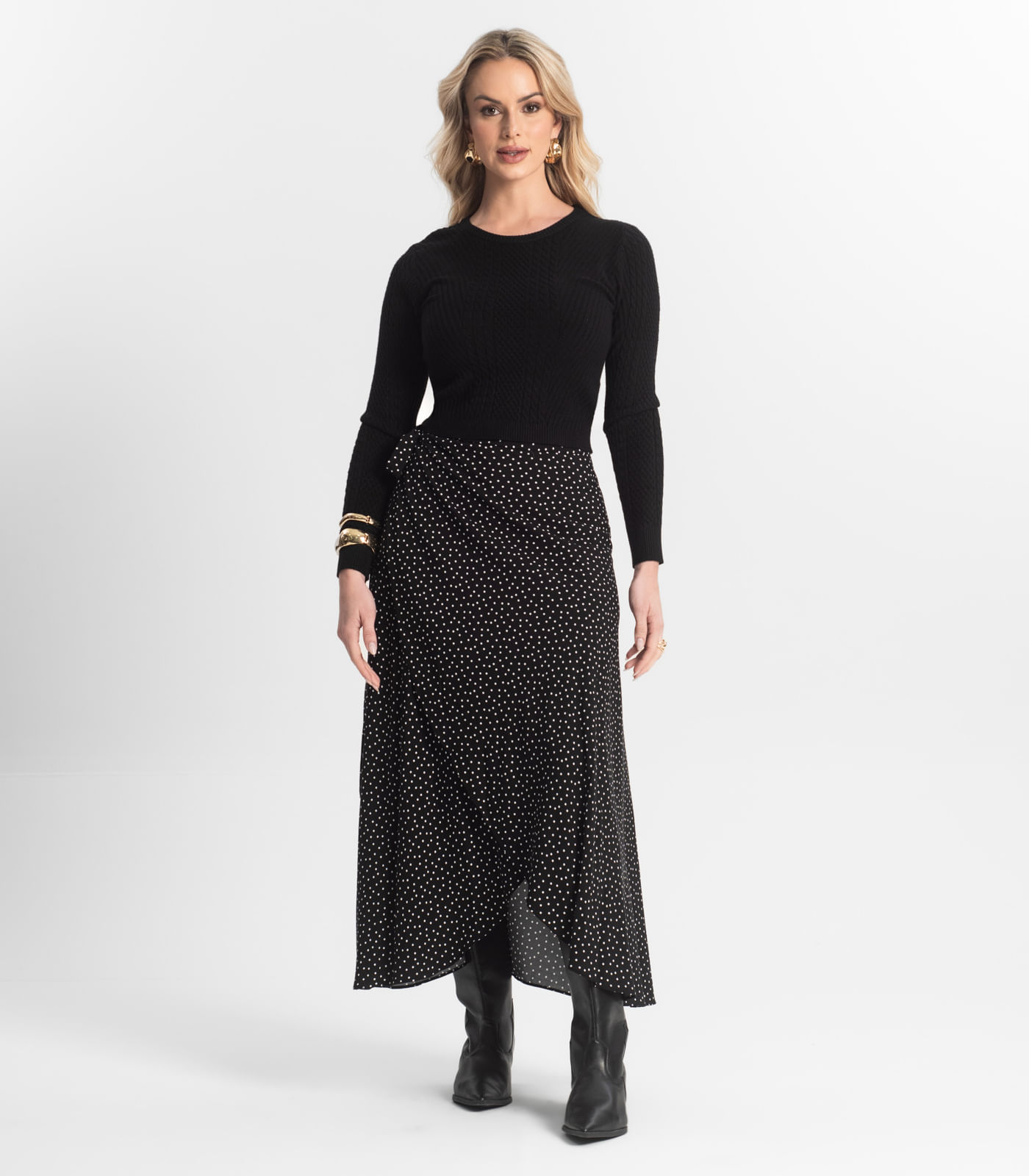 Blusa Feminina Manga Longa Em Tricot Epifani Preto - Imagem 4