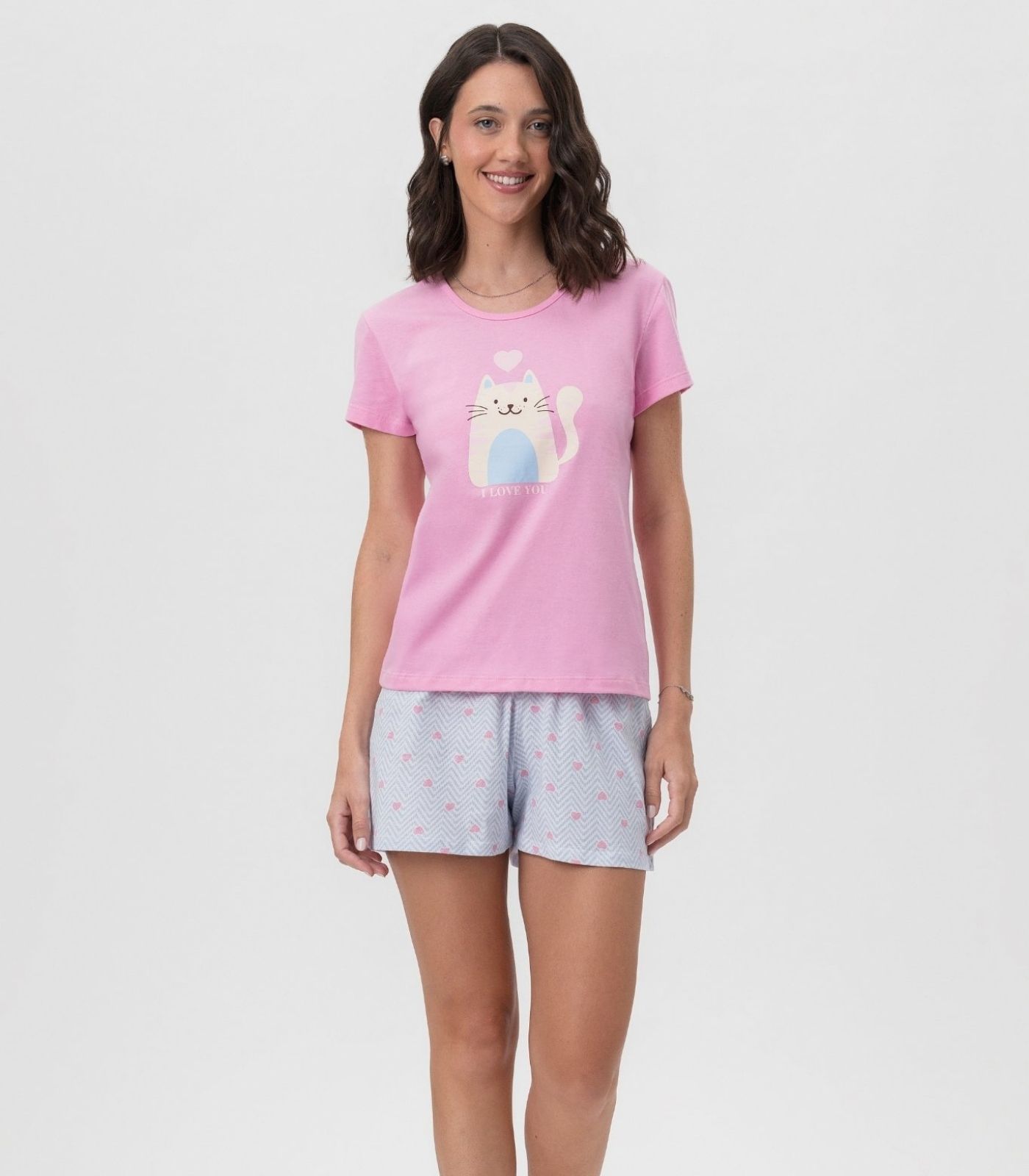 Short Doll Feminino Estampado Mensageira Da Paz Rosa