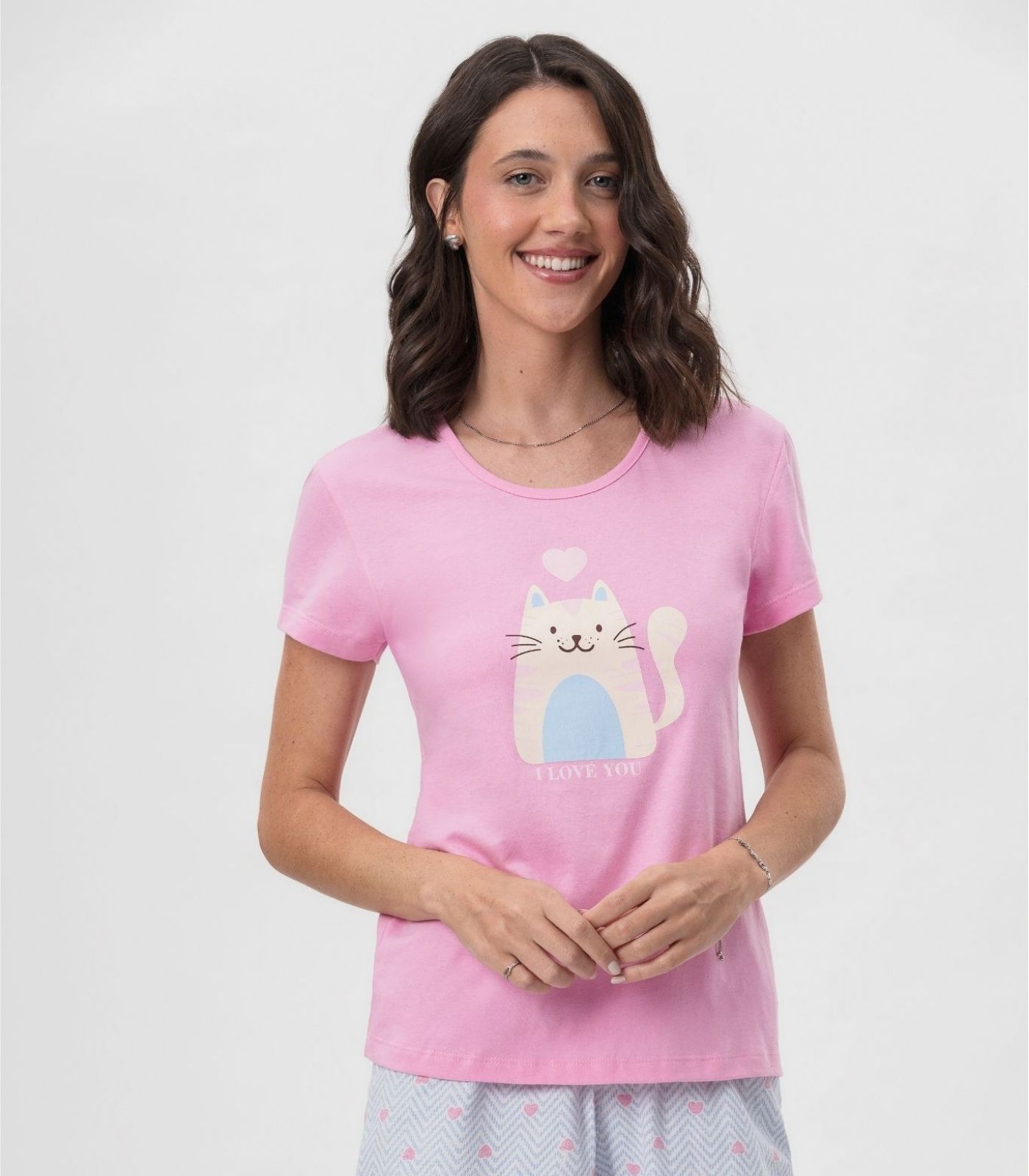 Short Doll Feminino Estampado Mensageira Da Paz Rosa - Imagem 2