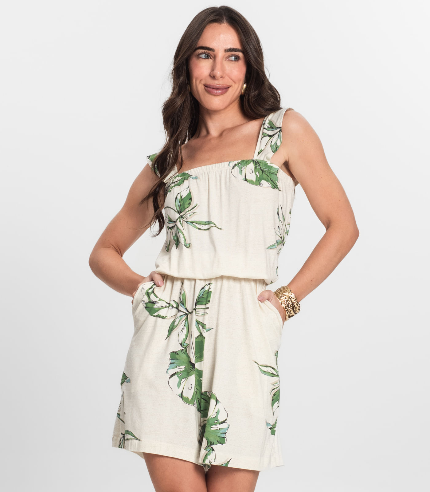 Macaquinho Feminino Curto Infinita Cor Bege - Imagem 4