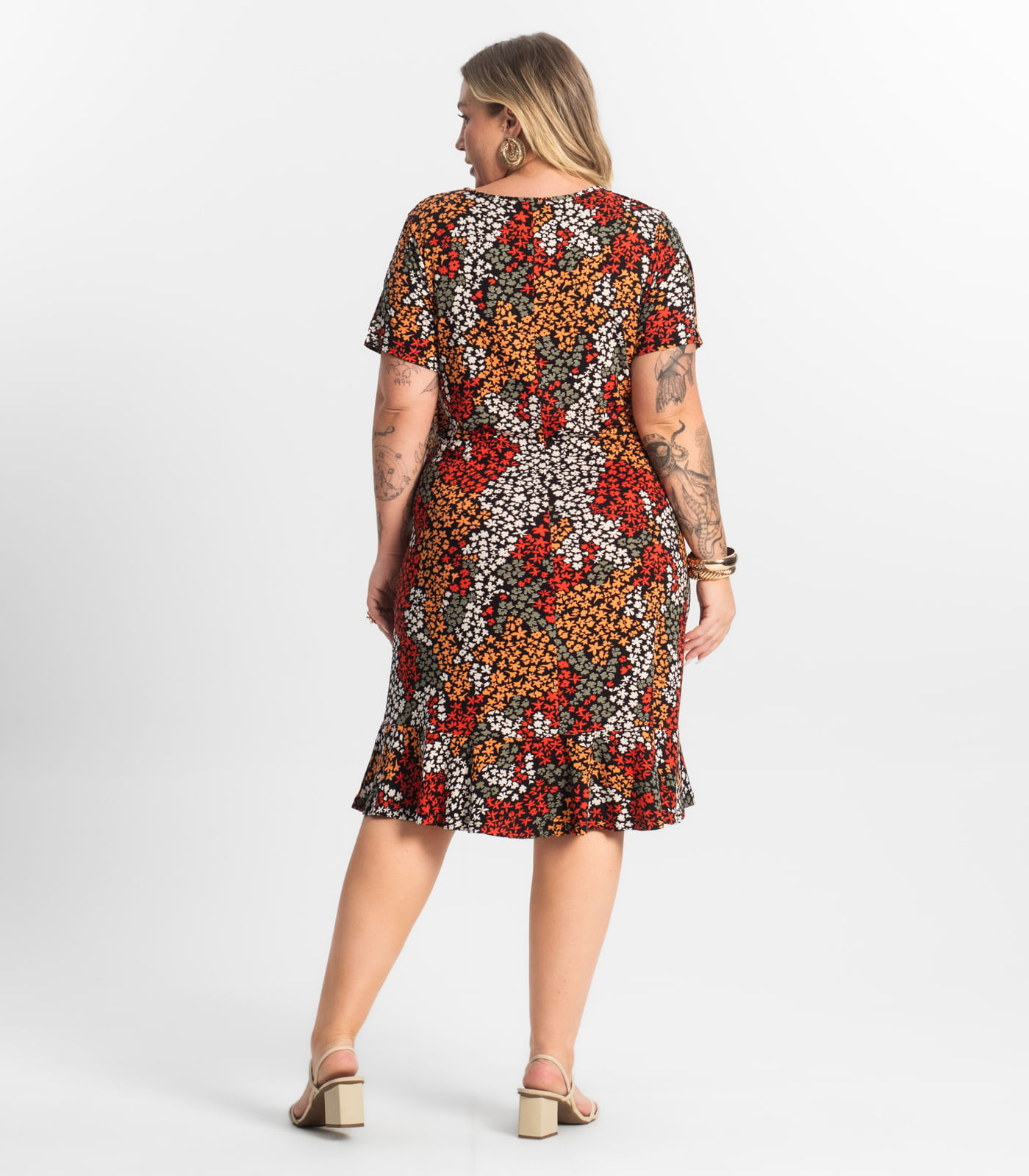 Vestido Plus Size Estampado Select Laranja - Imagem 3