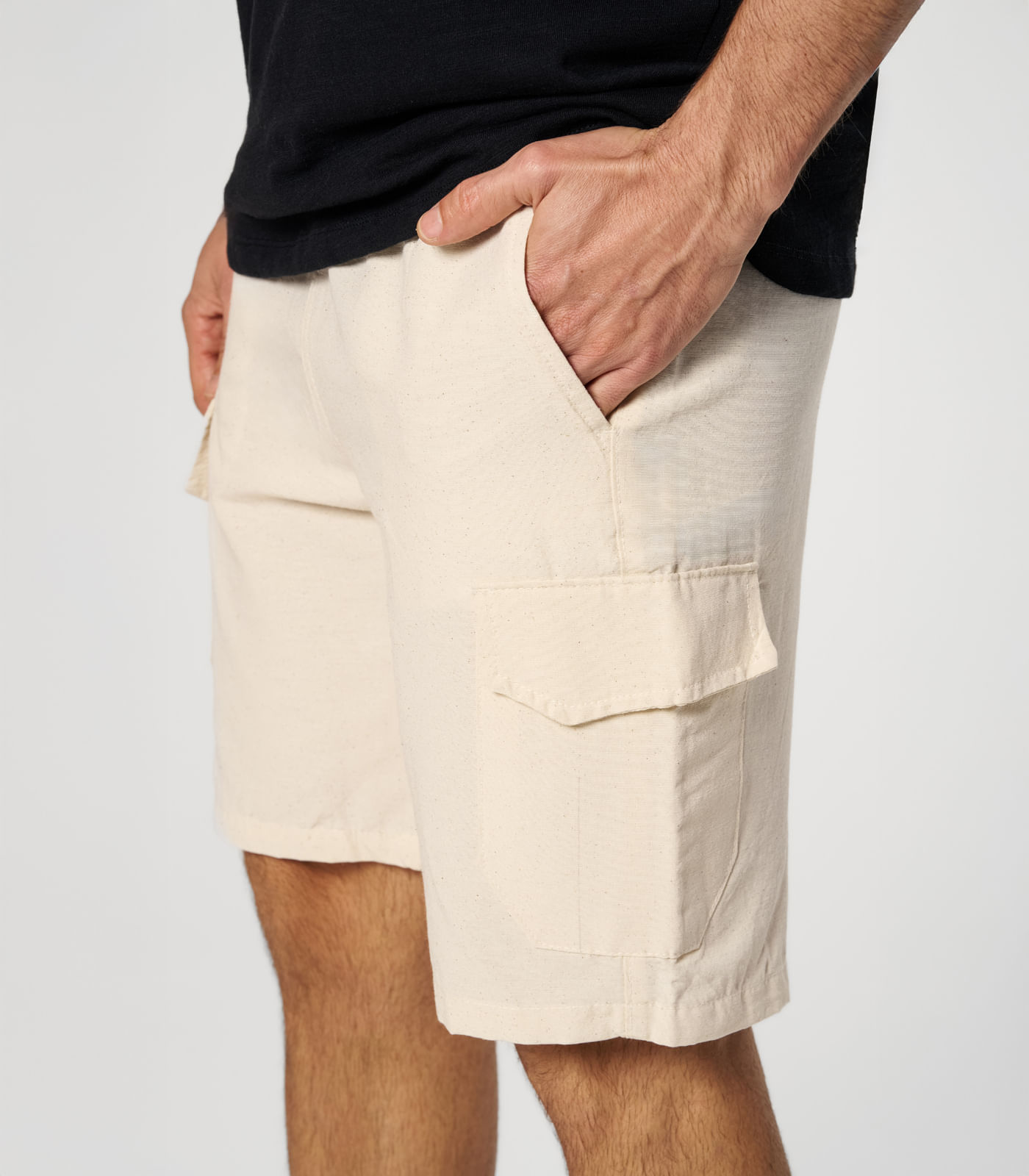 Bermuda Masculina Sarja Com Bolsos Cargo Shift Cinza - Imagem 3