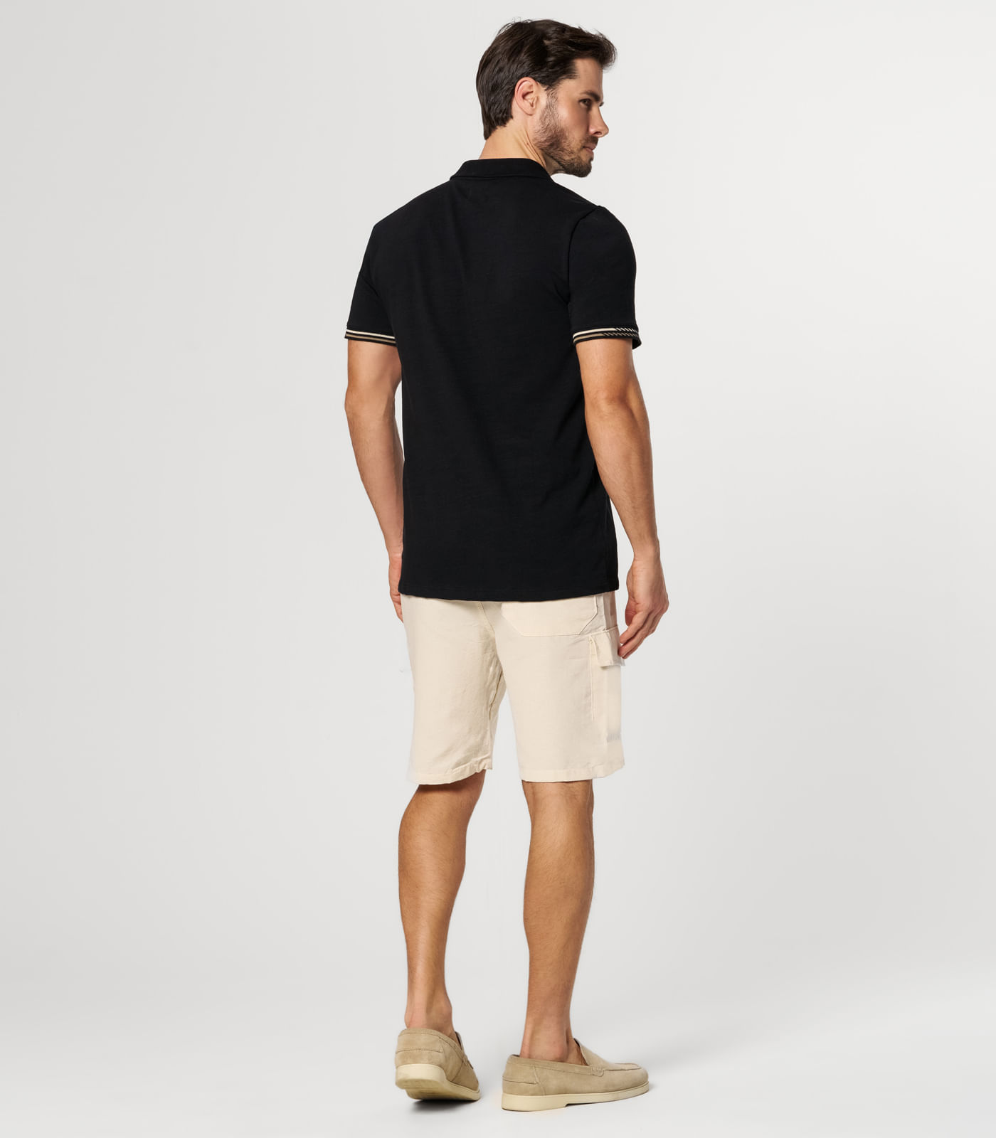 Bermuda Masculina Sarja Com Bolsos Cargo Shift Cinza - Imagem 4