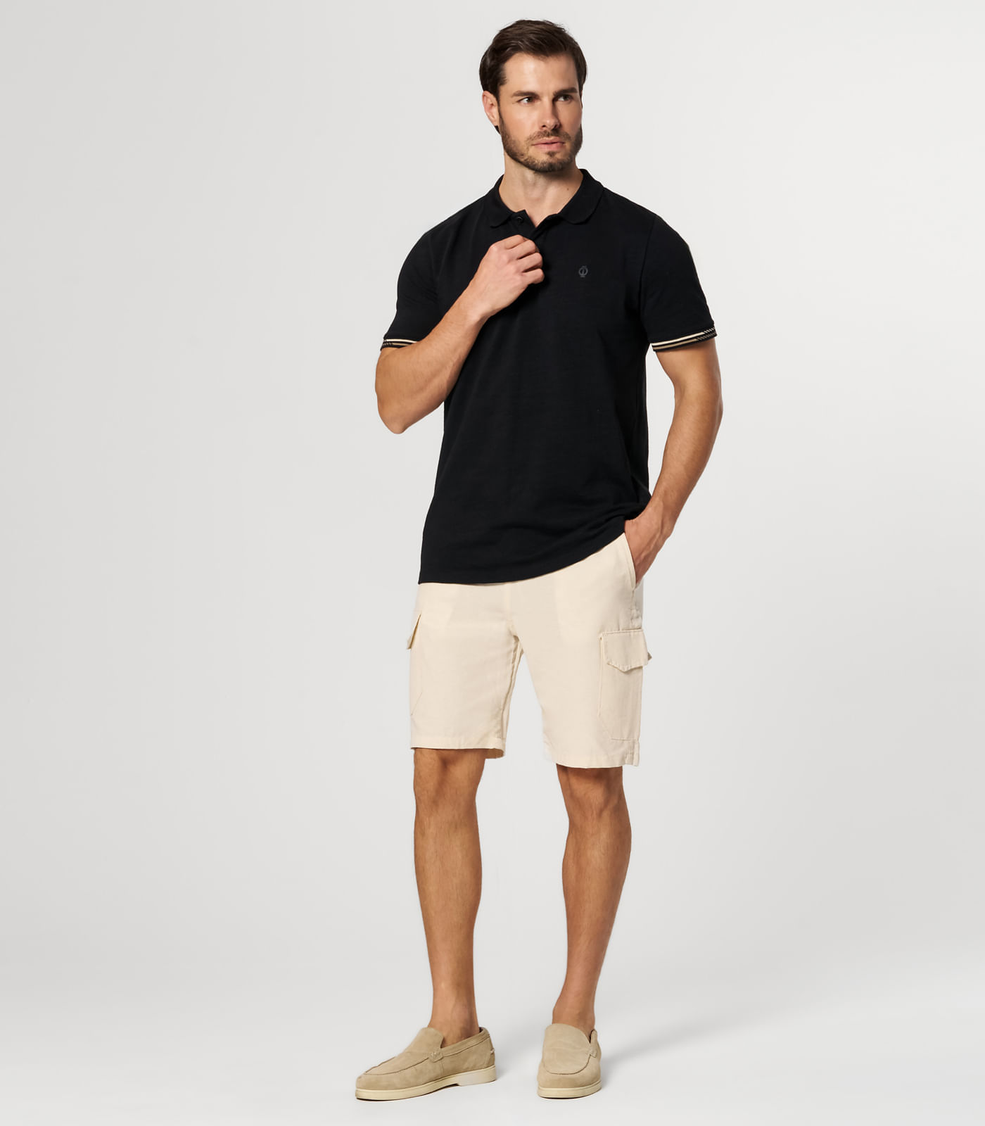 Bermuda Masculina Sarja Com Bolsos Cargo Shift Cinza - Imagem 5