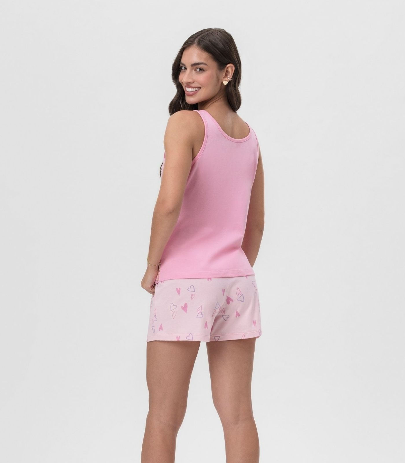 Short Doll Regata Estampada Mensageira Da Paz Rosa - Imagem 3