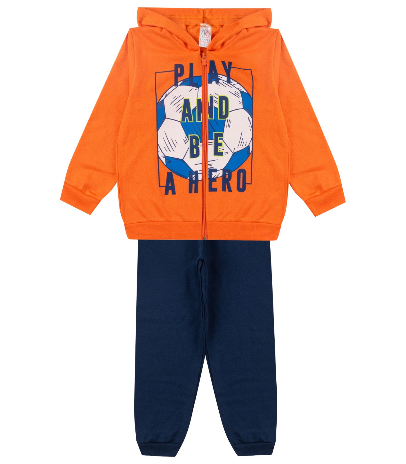 Conjunto De Moletom Infantil Com Capuz Kappes Laranja