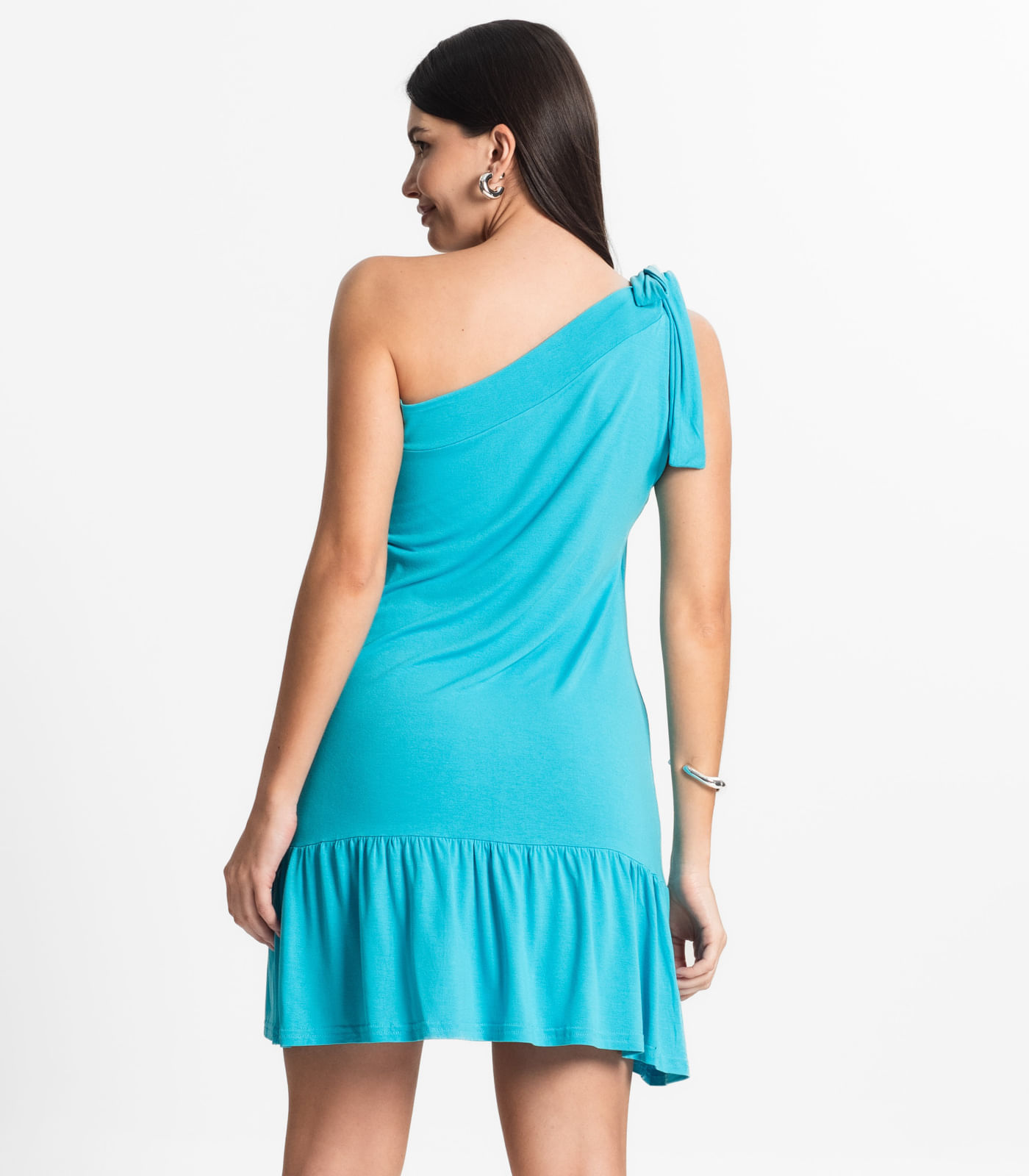 Vestido Feminino Viscolycra Babados Bella Sangos Azul - Imagem 3