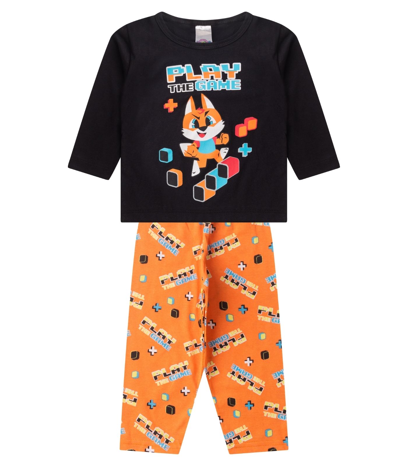 Pijama Menino Manga Longa Brilha No Escuro Kappes Preto