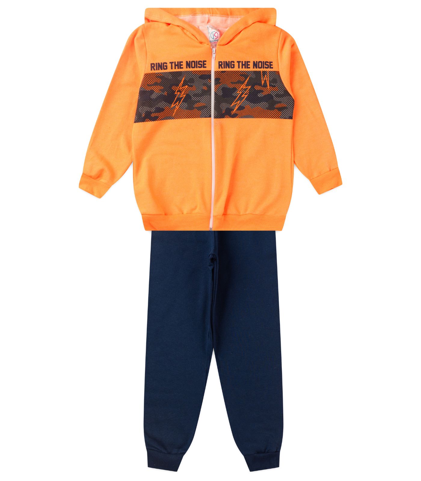 Conjunto De Moletom Infantil Com Capuz Kappes Laranja