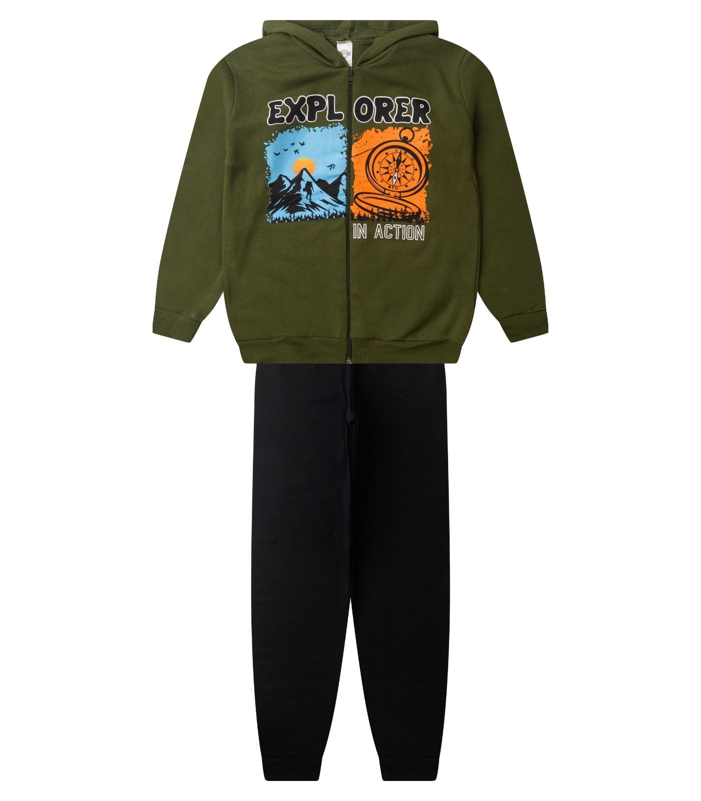 Conjunto De Moletom Menino Com Capuz Kappes Verde