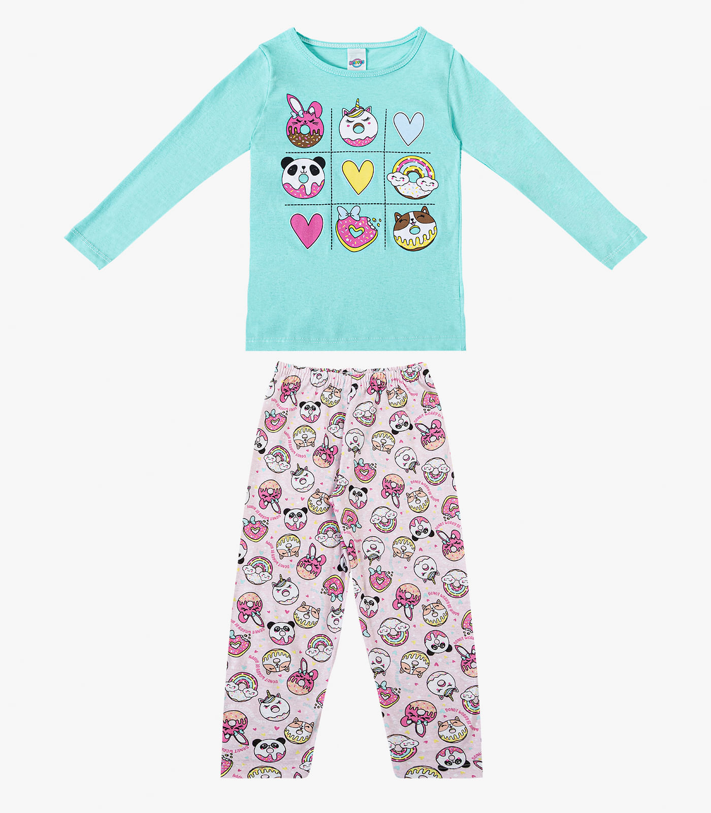 Pijama Menina Manga Longa Brilha No Escuro Kappes Verde