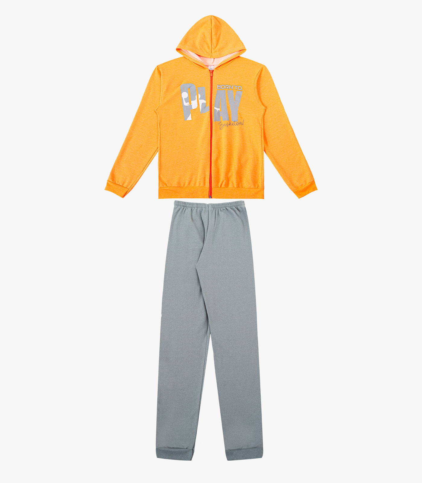Conjunto De Moletom Menino Com Capuz Kappes Cinza