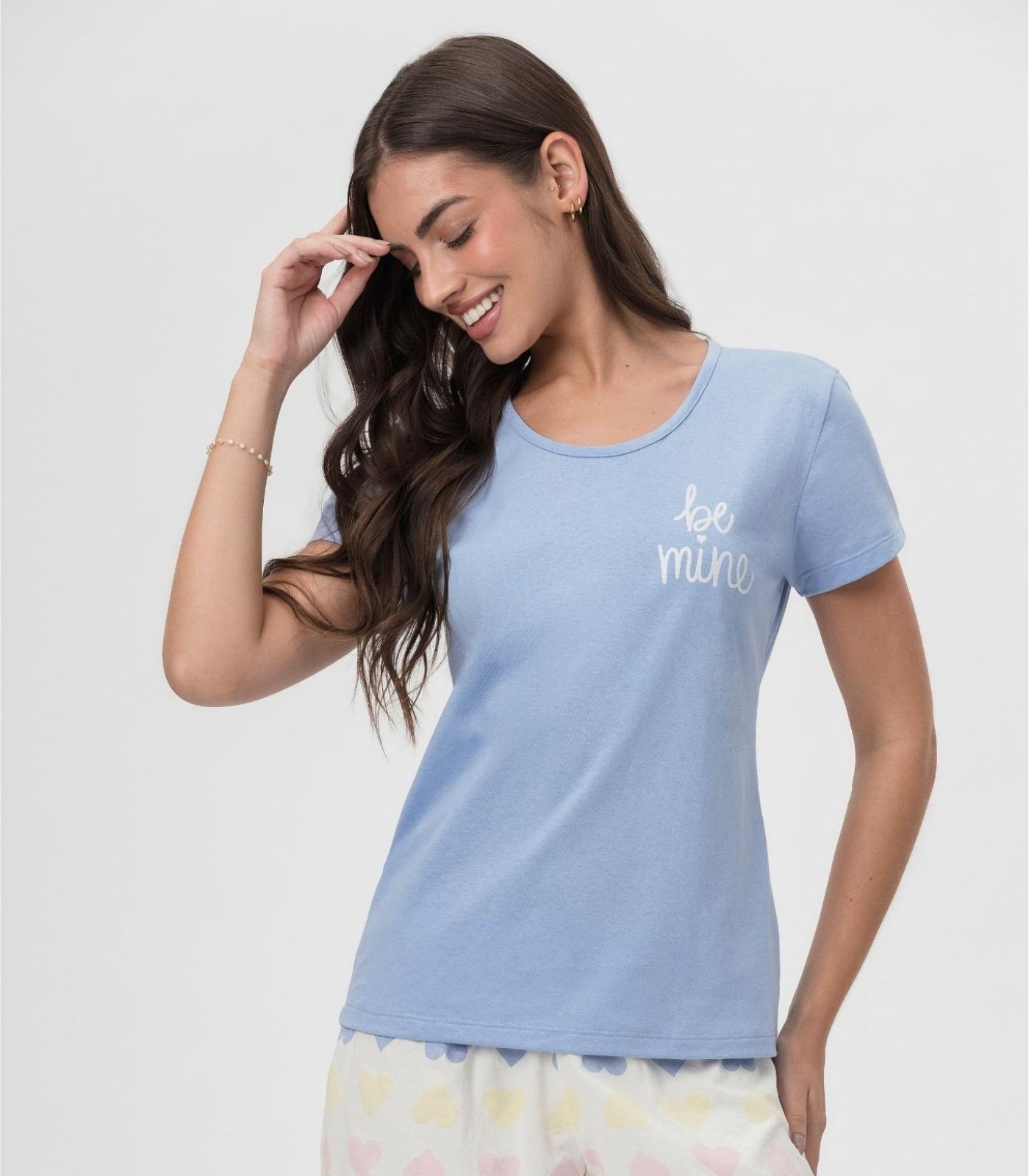 Short Doll Feminino Estampado Mensageira Da Paz Azul - Imagem 2