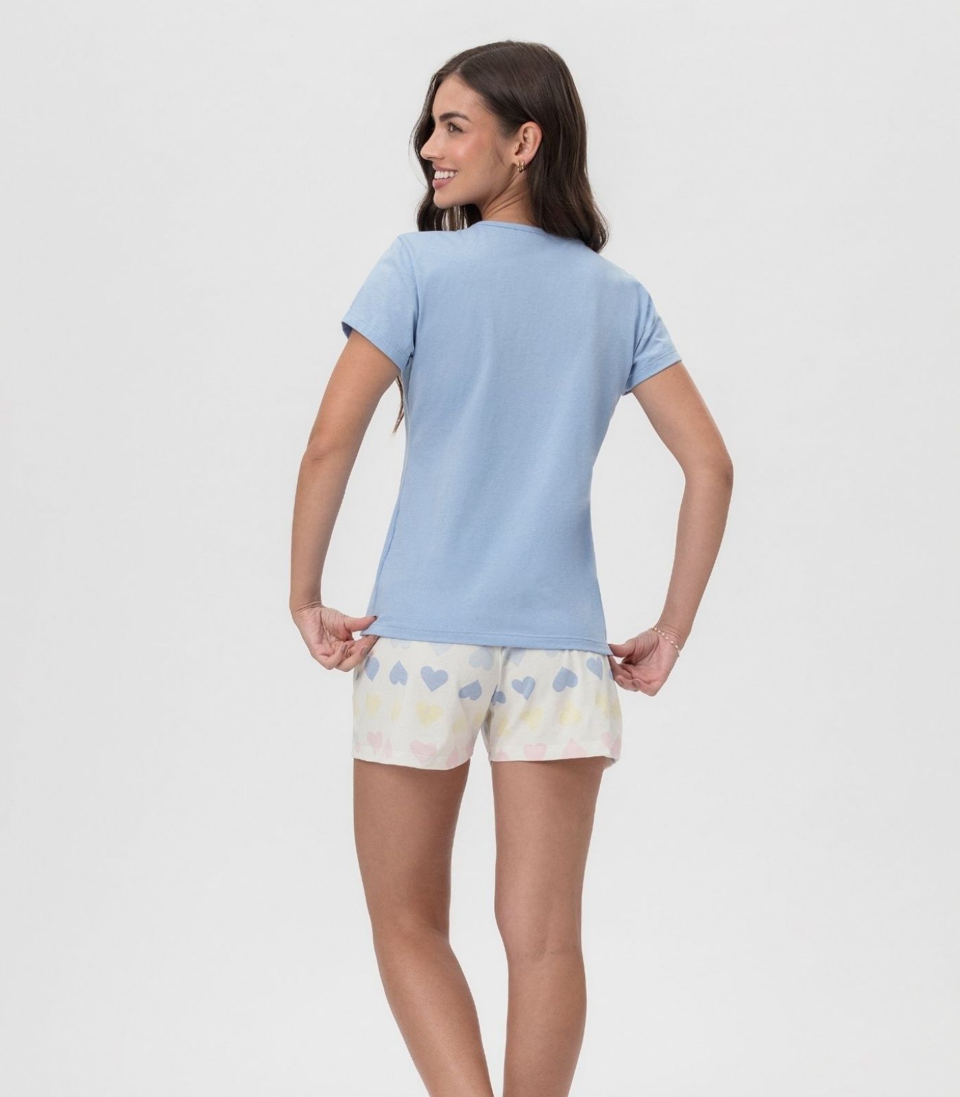 Short Doll Feminino Estampado Mensageira Da Paz Azul - Imagem 3