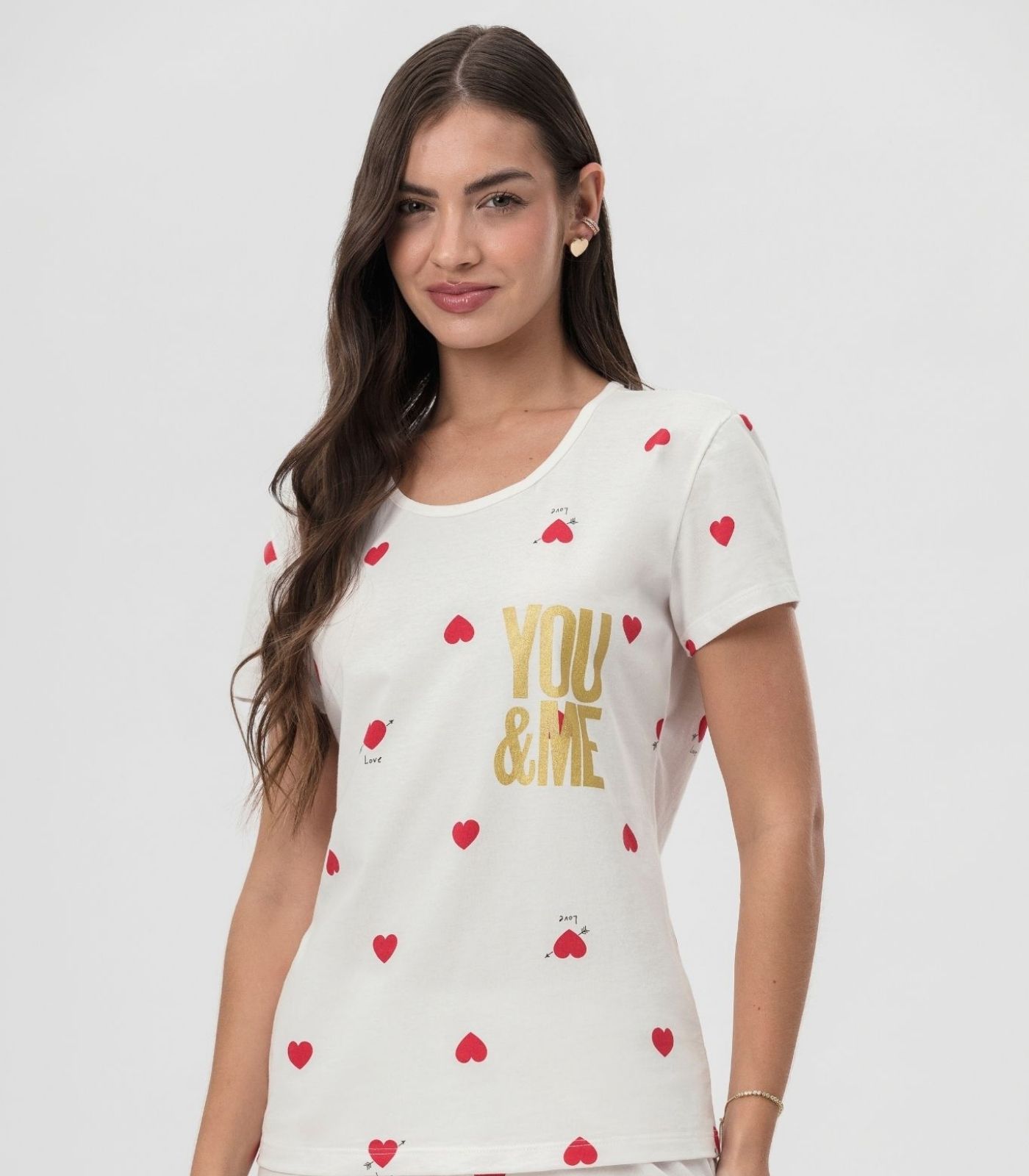 Short Doll Estampado Corações Mensageira Da Paz Branco - Imagem 2