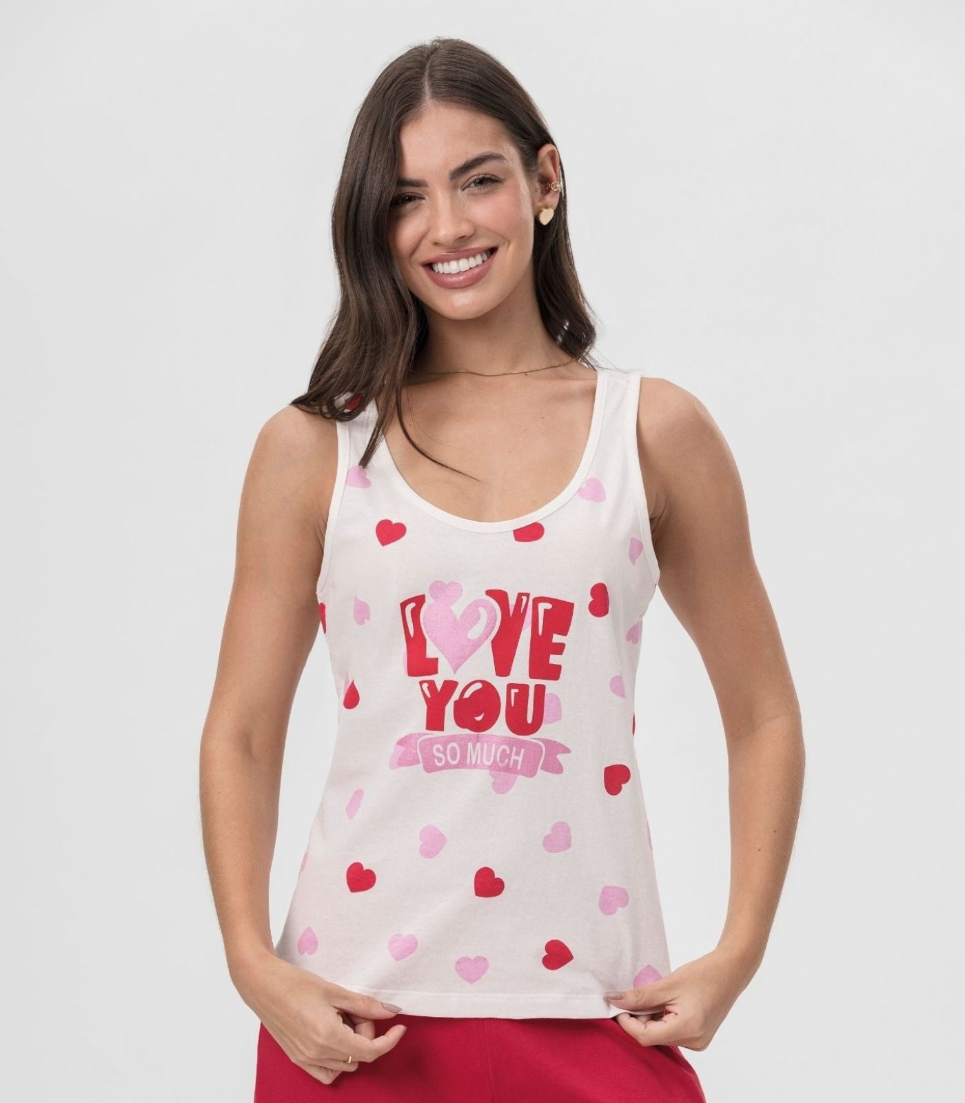 Short Doll Regata Corações Mensageira Da Paz Branco - Imagem 2