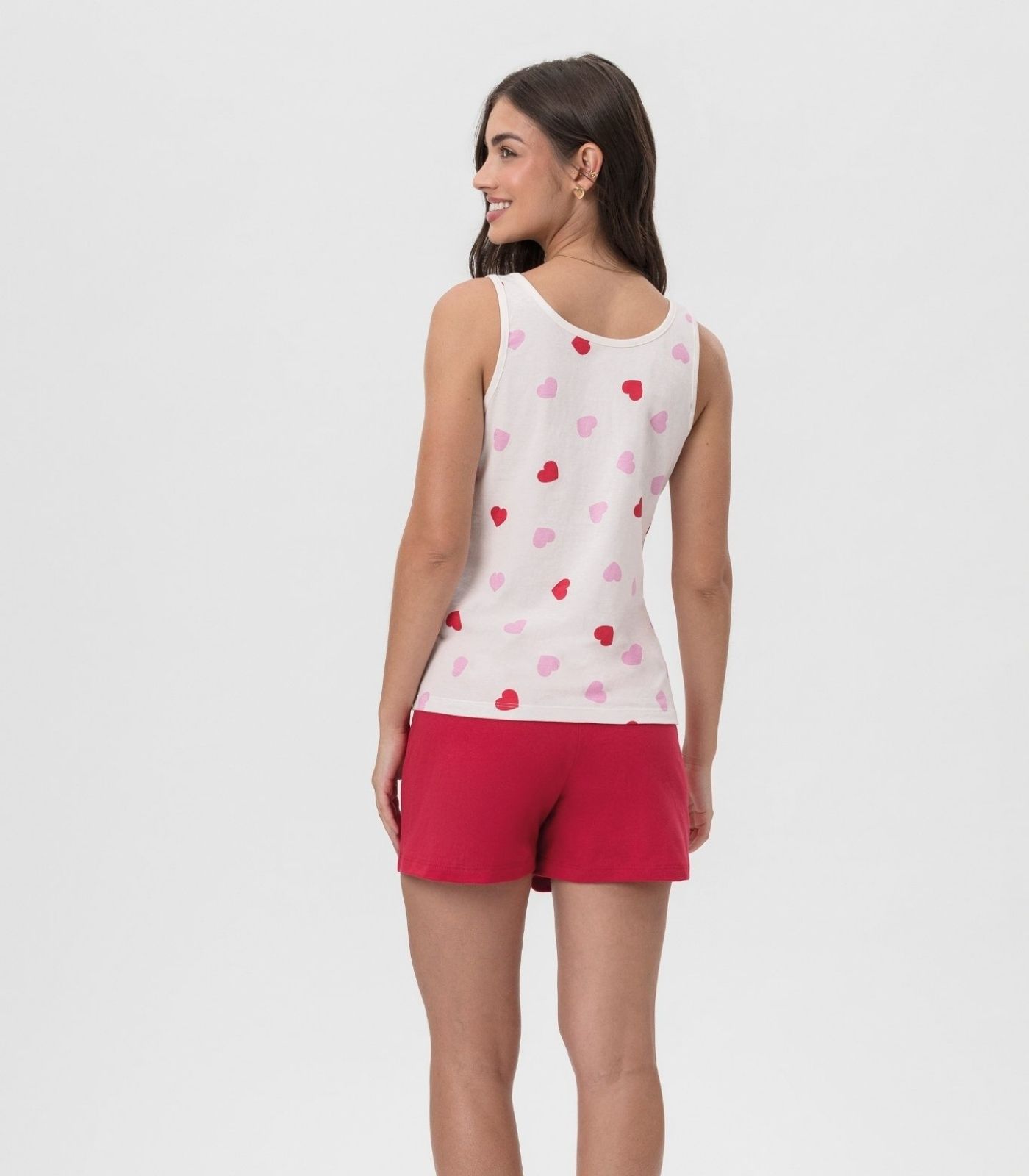 Short Doll Regata Corações Mensageira Da Paz Branco - Imagem 3