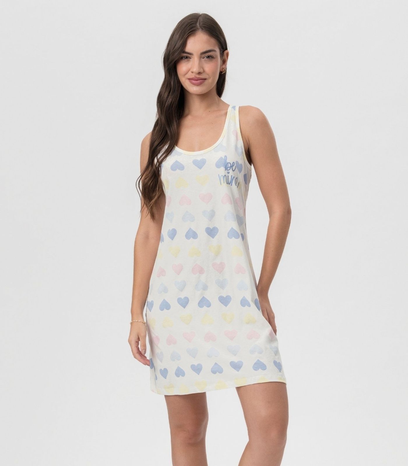 Camisola Feminina Corações Mensageira Da Paz Bege