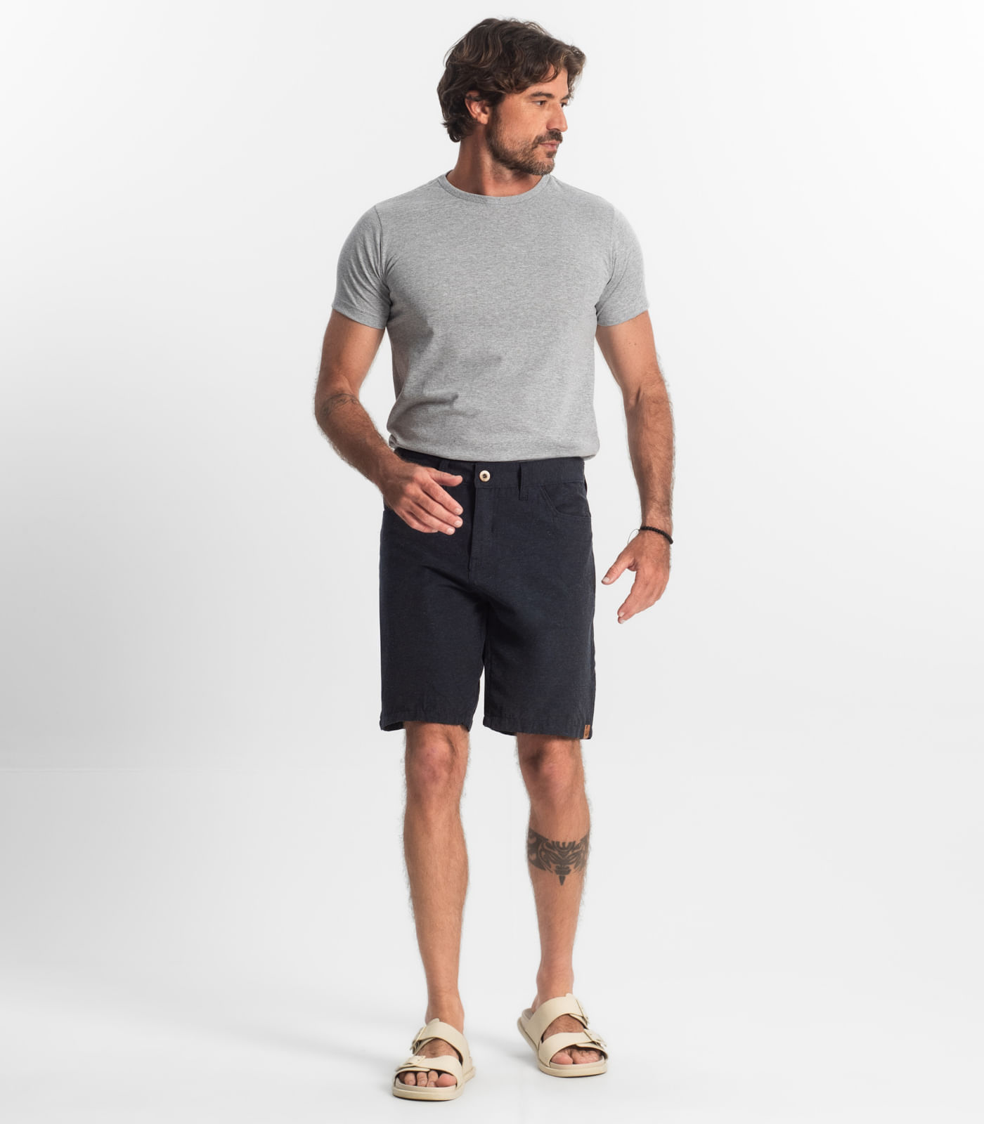 Bermuda Masculina Sarja Com Bolsos Shift Azul - Imagem 4