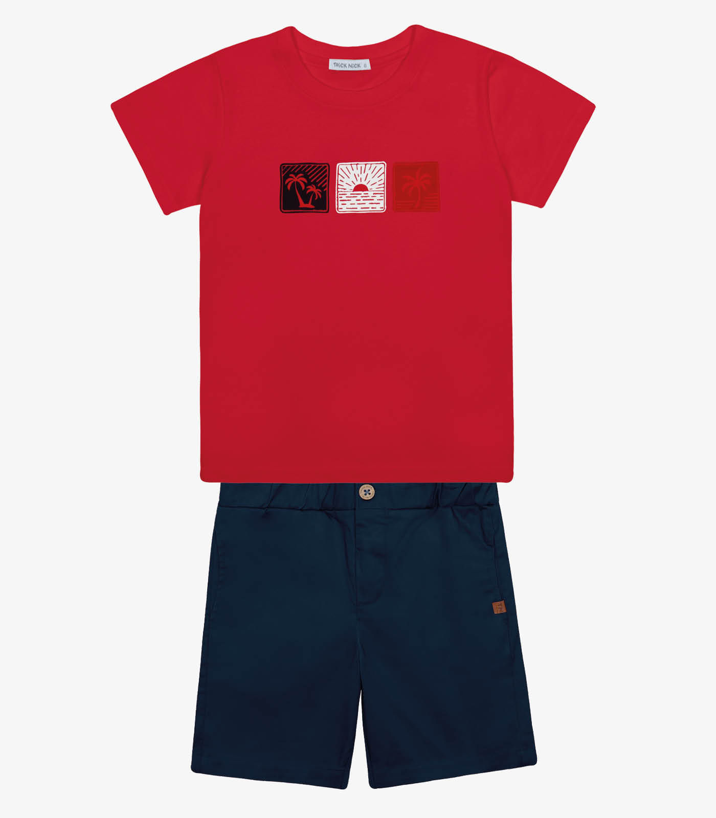 Conjunto Infantil Camiseta Com Bermuda Trick Nick Vermelho