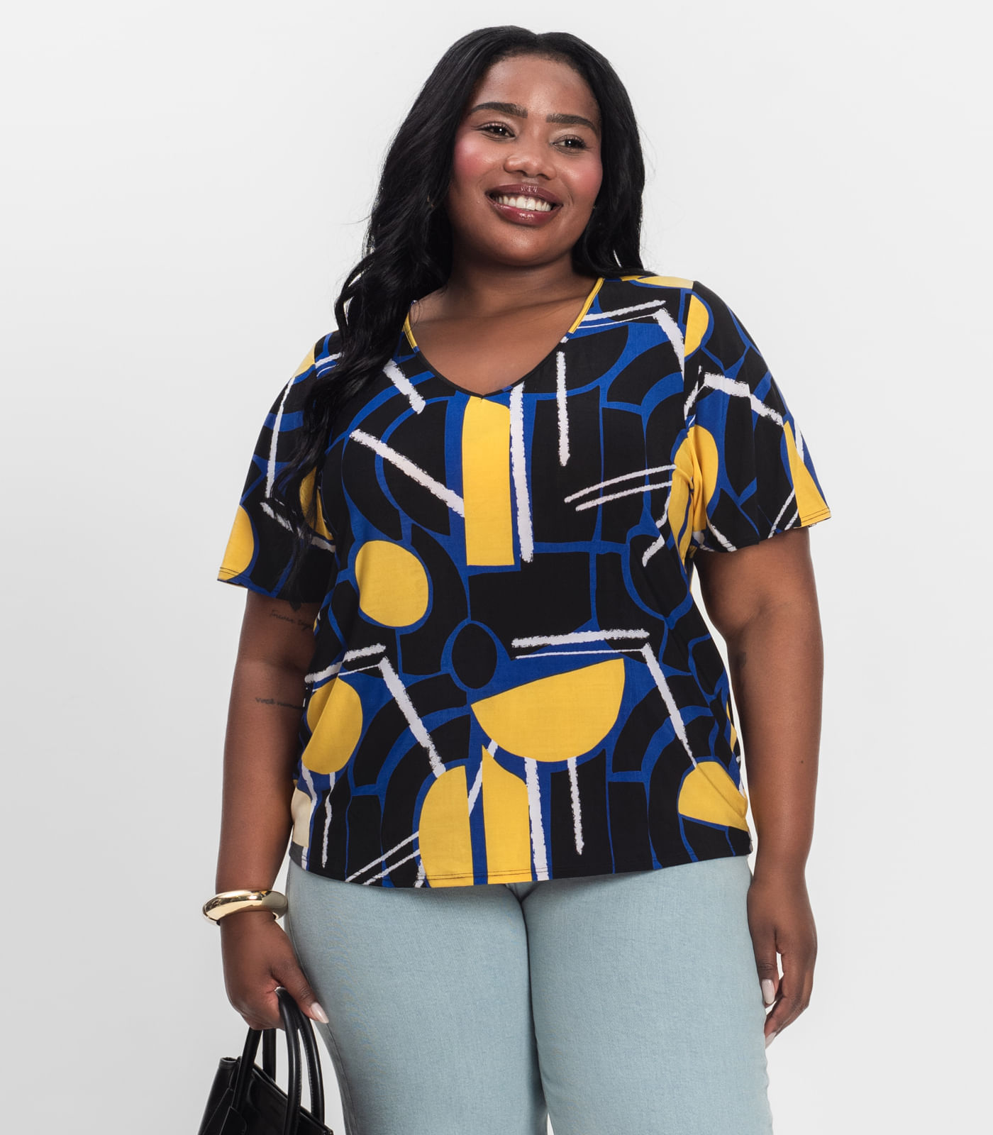 Blusa Feminina Plus Size Infinita Cor Azul