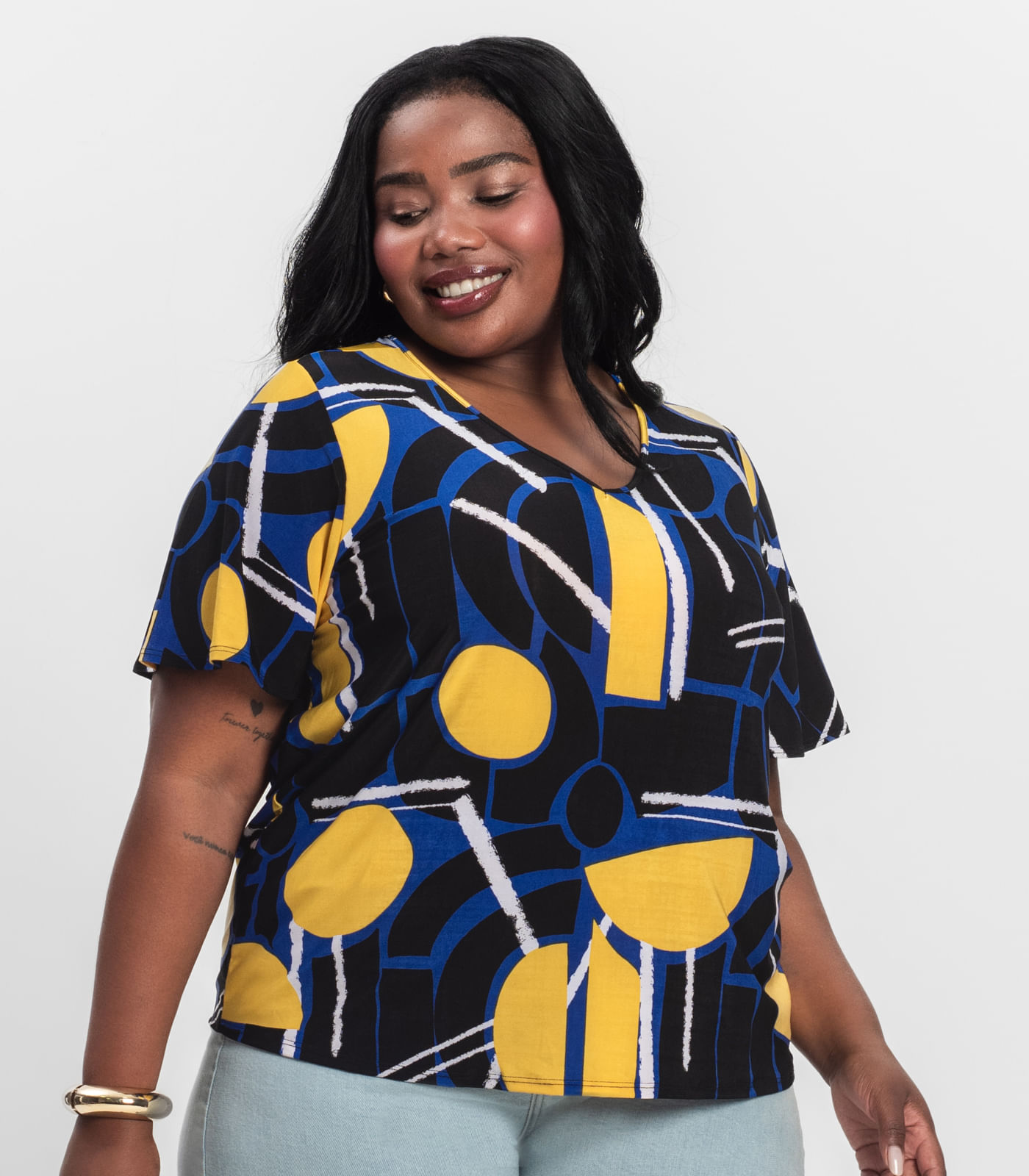 Blusa Feminina Plus Size Infinita Cor Azul - Imagem 2