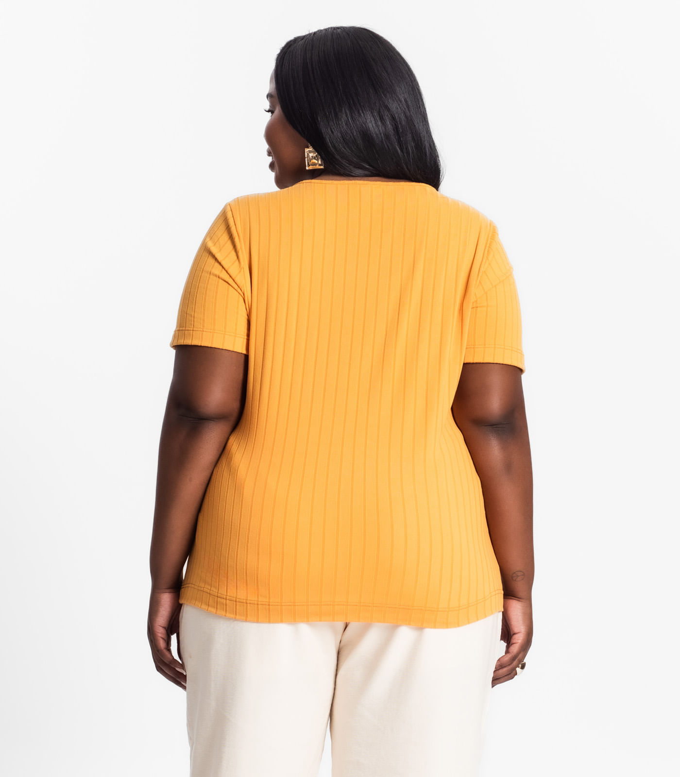 Blusa Malha Delicate Plus Infinita Cor Amarelo - Imagem 5
