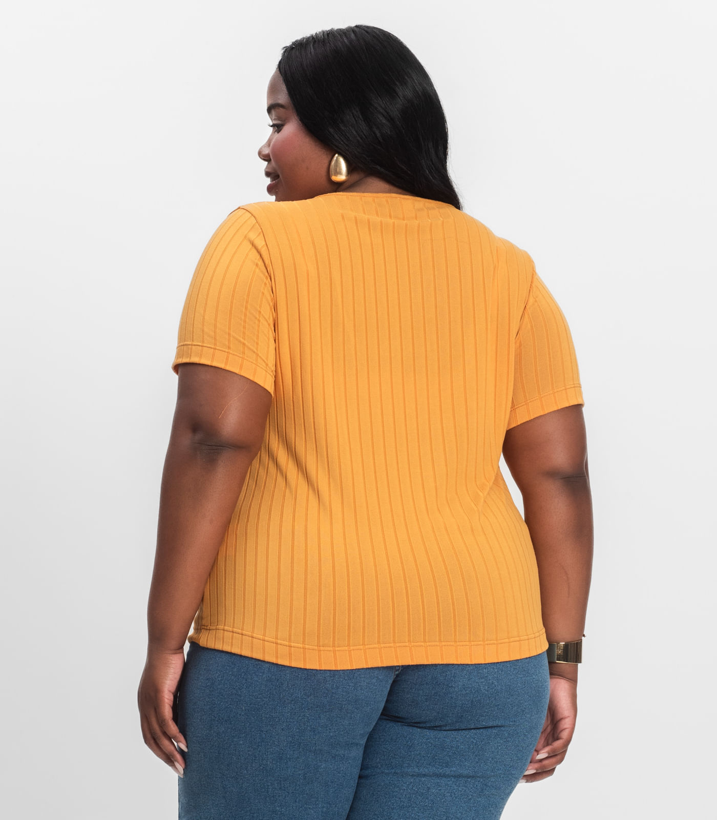 Blusa Malha Delicate Plus Infinita Cor Amarelo - Imagem 6