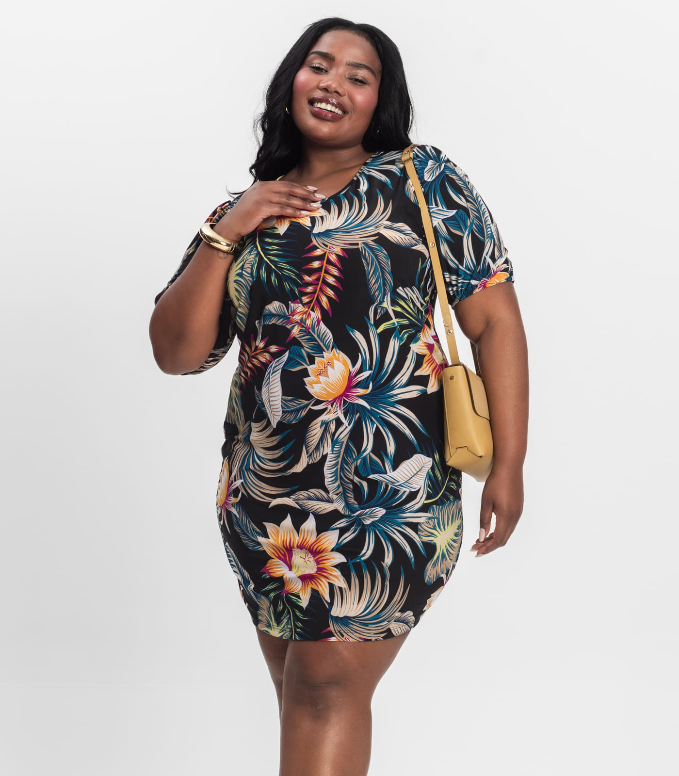 Vestido Malha Fria Plus Infinita Cor Preto